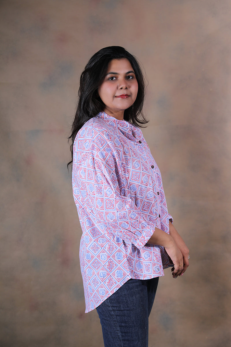 Patola pure cotton block printed chill pill shirt