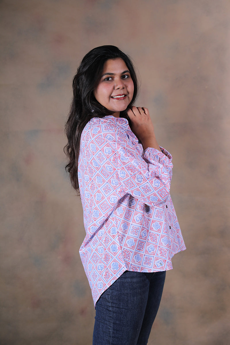 Patola pure cotton block printed chill pill shirt