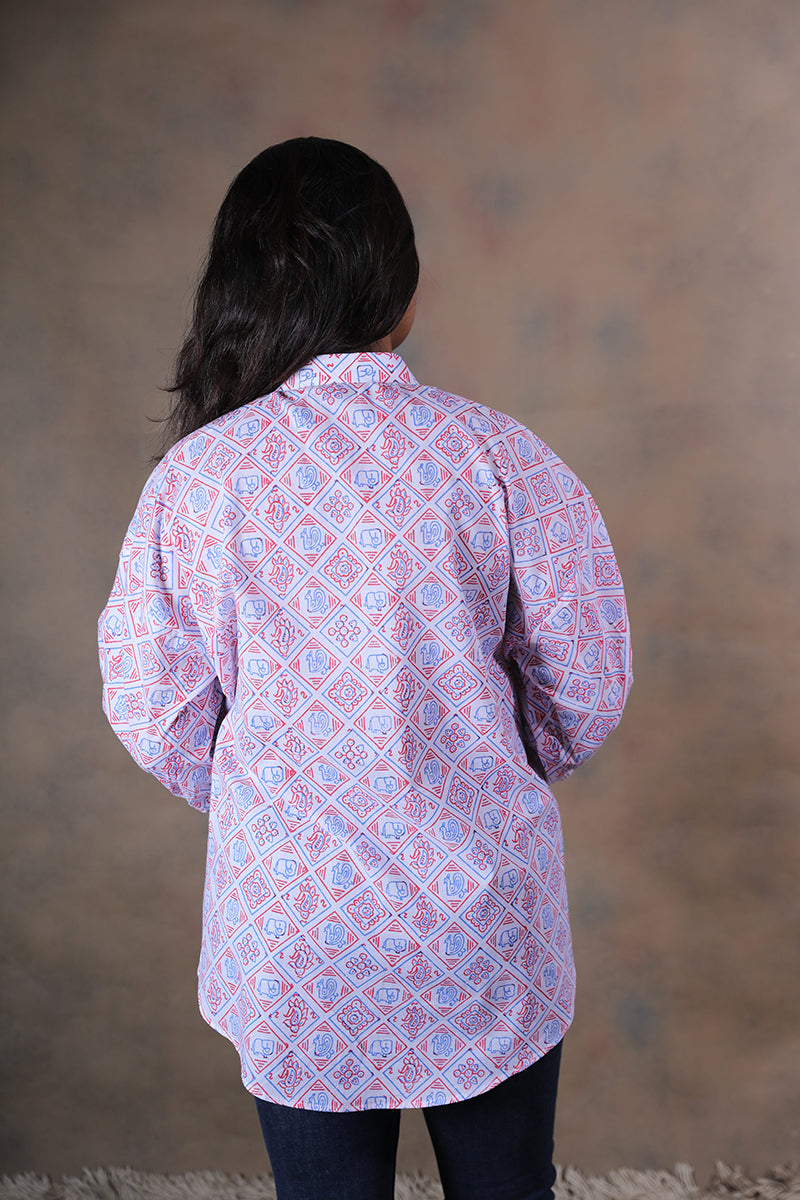 Patola pure cotton block printed chill pill shirt