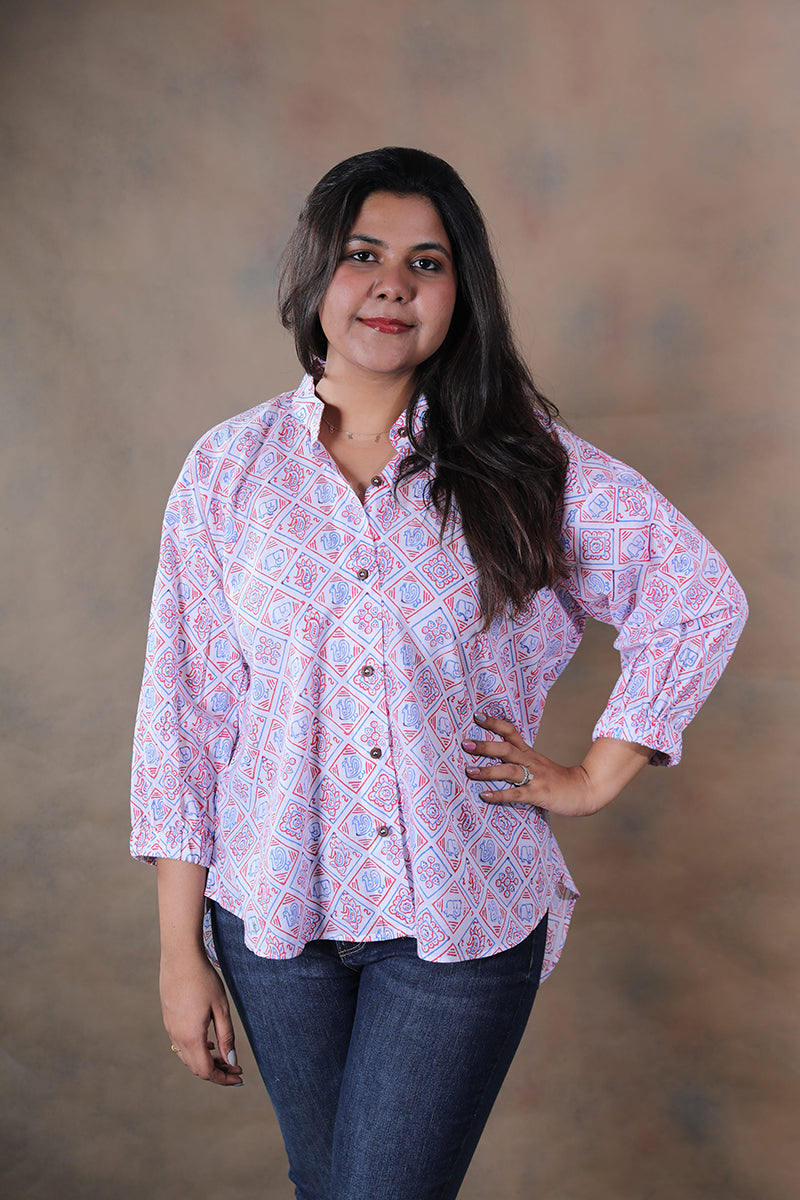 Patola pure cotton block printed chill pill shirt