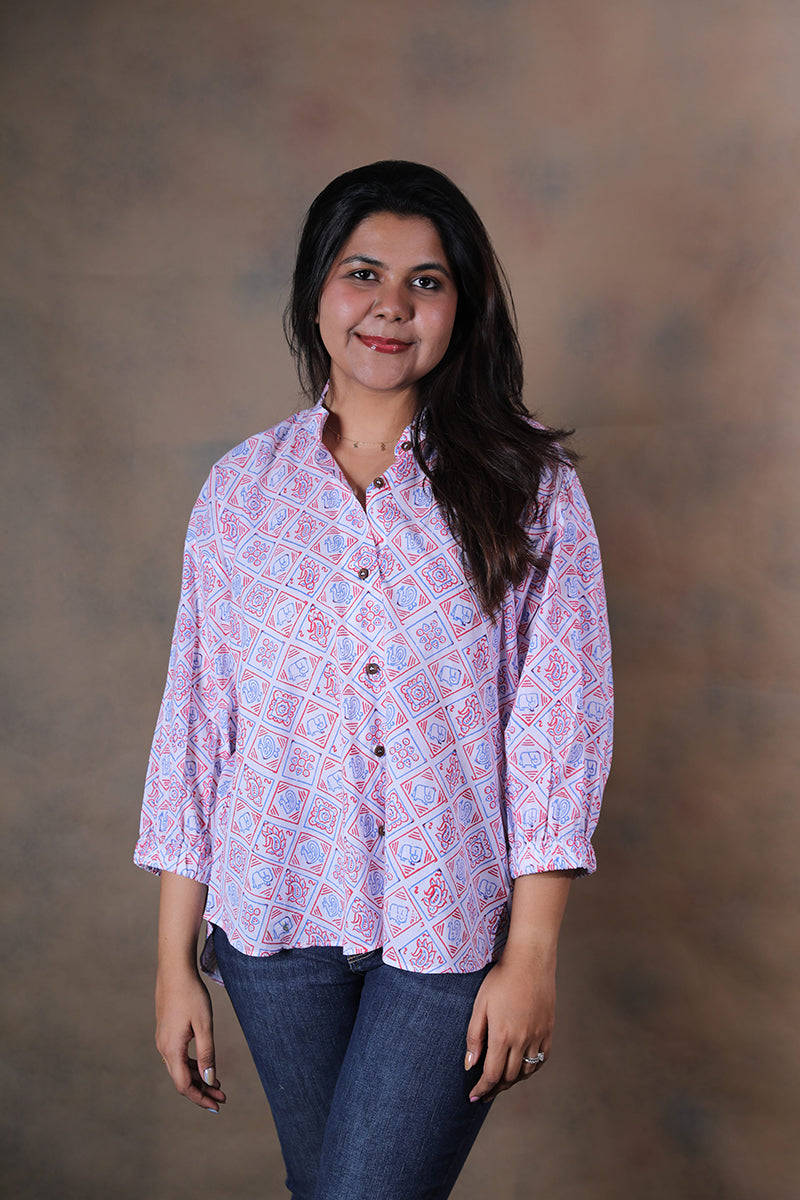 Patola pure cotton block printed chill pill shirt