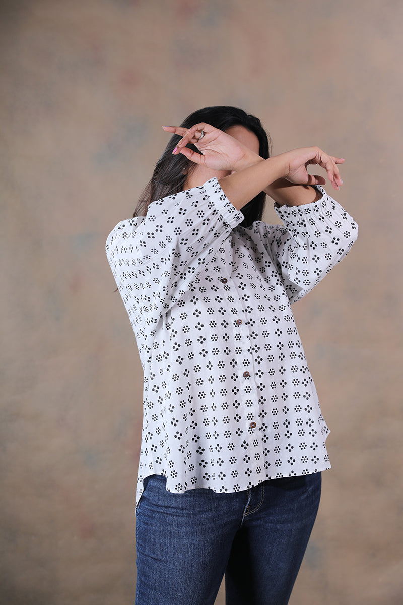 Polka patakha pure cotton block printed chill pill shirt