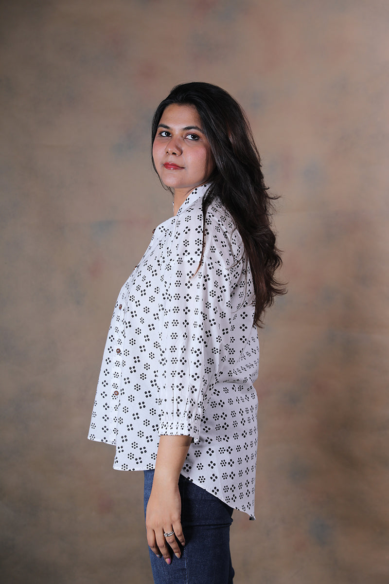 Polka patakha pure cotton block printed chill pill shirt