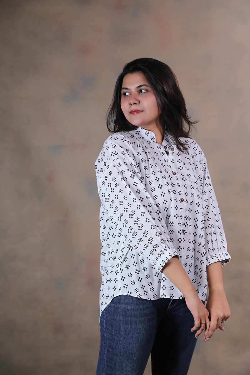 Polka patakha pure cotton block printed chill pill shirt