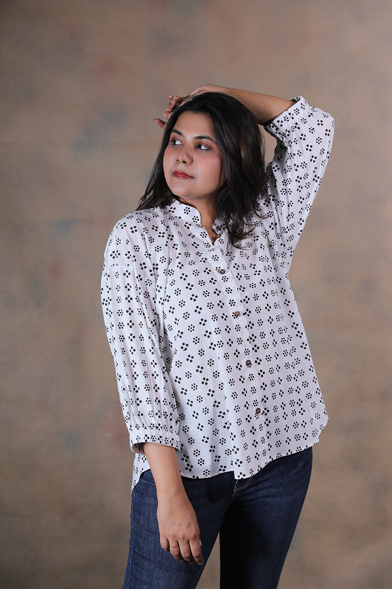 Polka patakha pure cotton block printed chill pill shirt