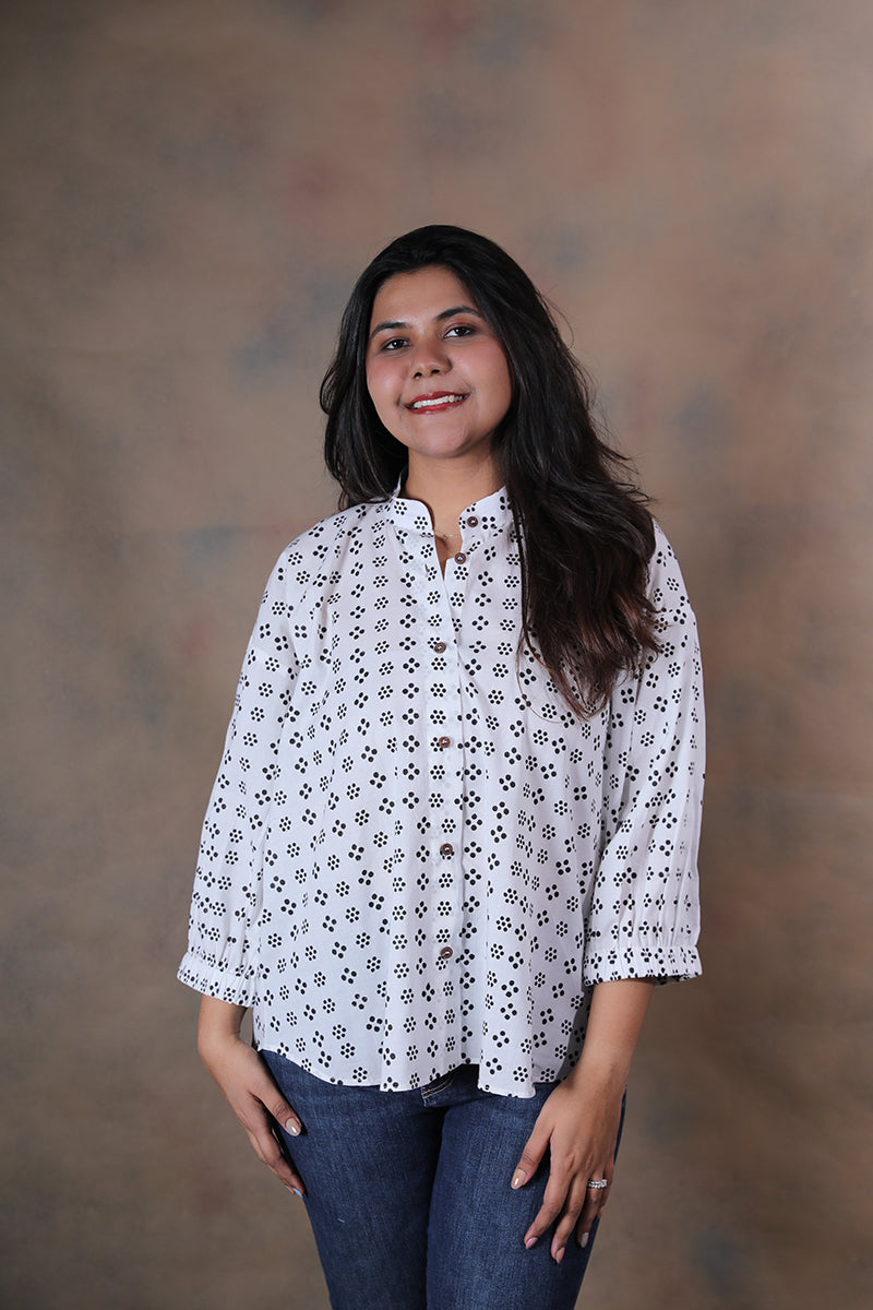 Polka patakha pure cotton block printed chill pill shirt