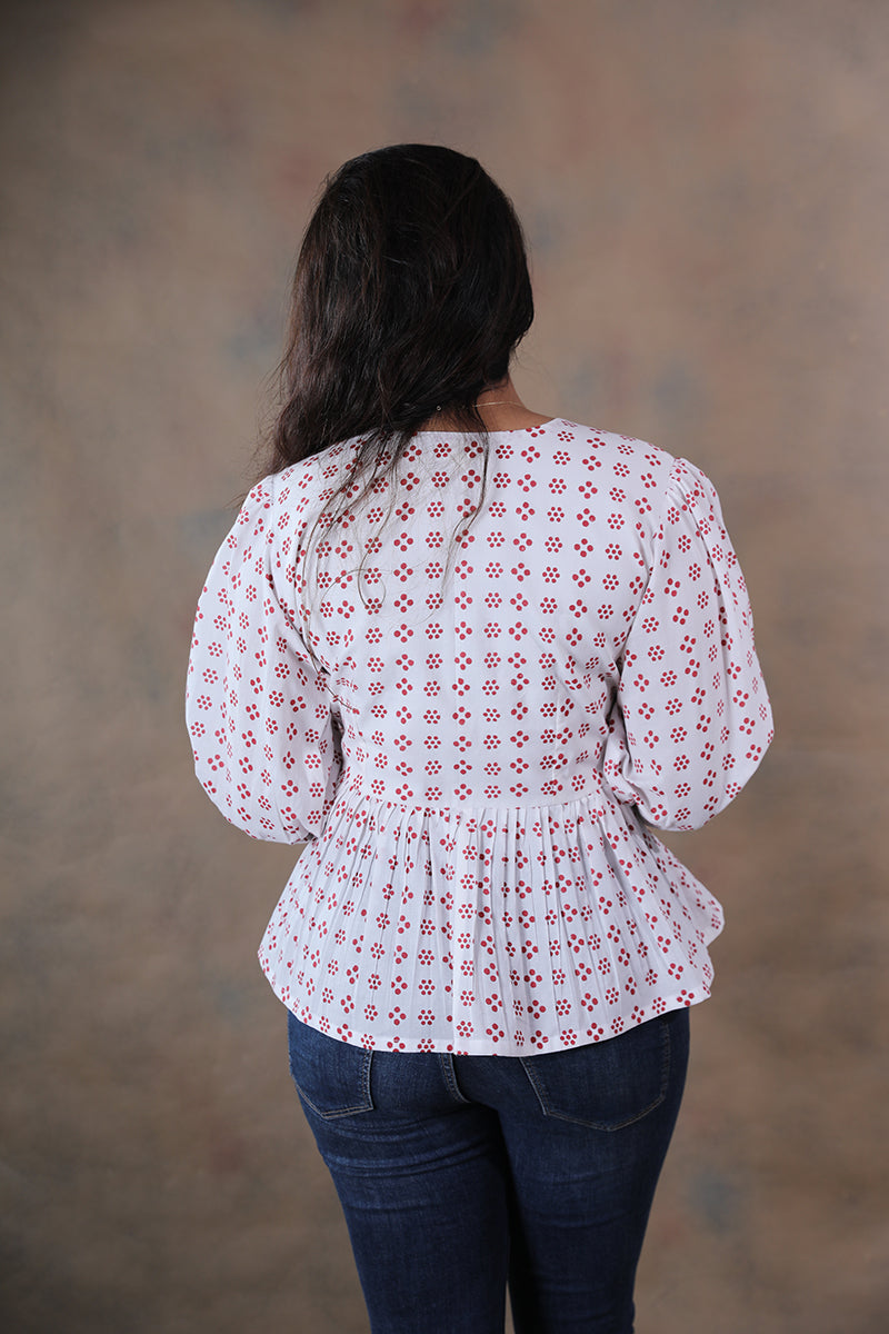 Polka patakha block printed pure cotton wrap around top