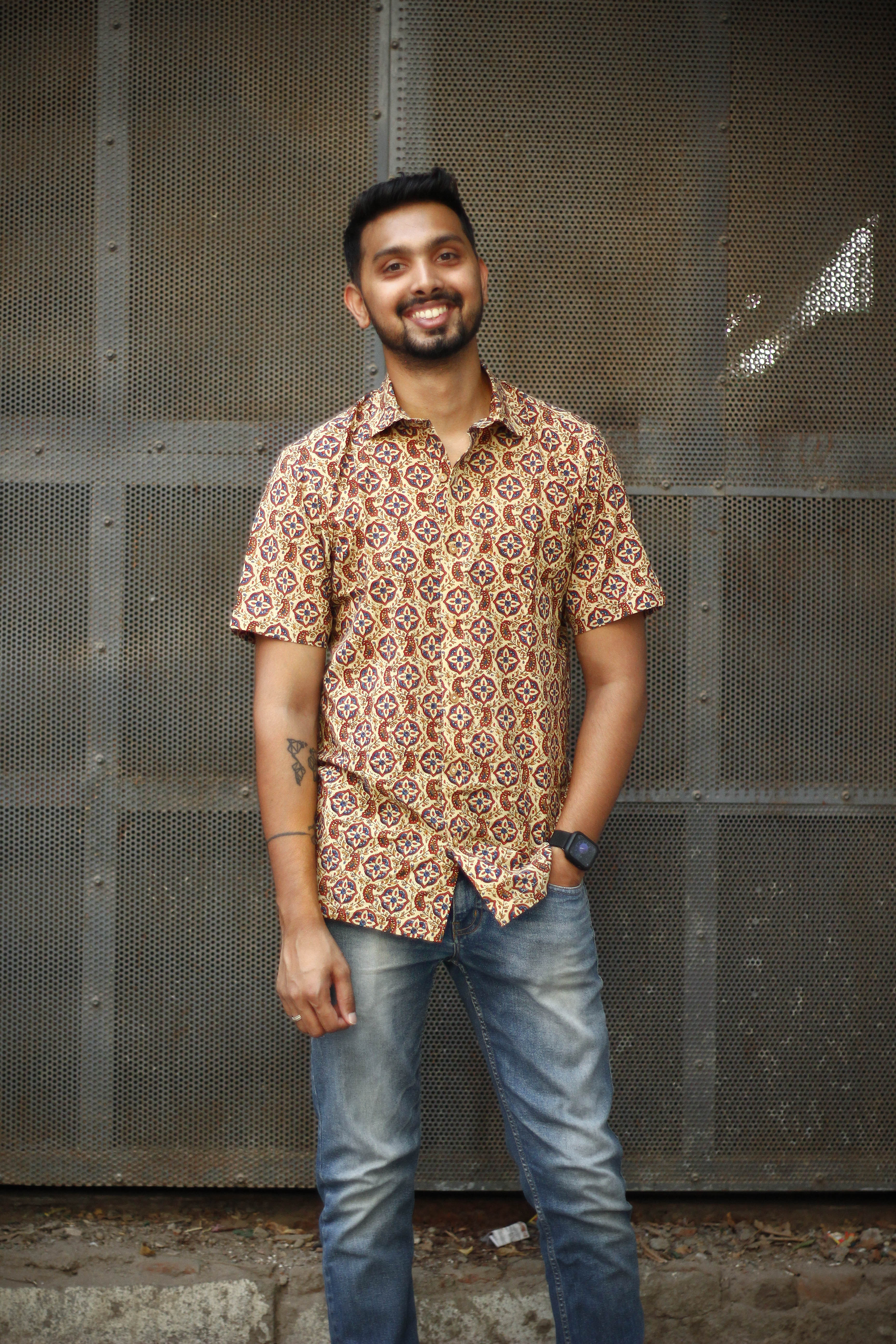 Cotton bagru handblock shirt- Size 42