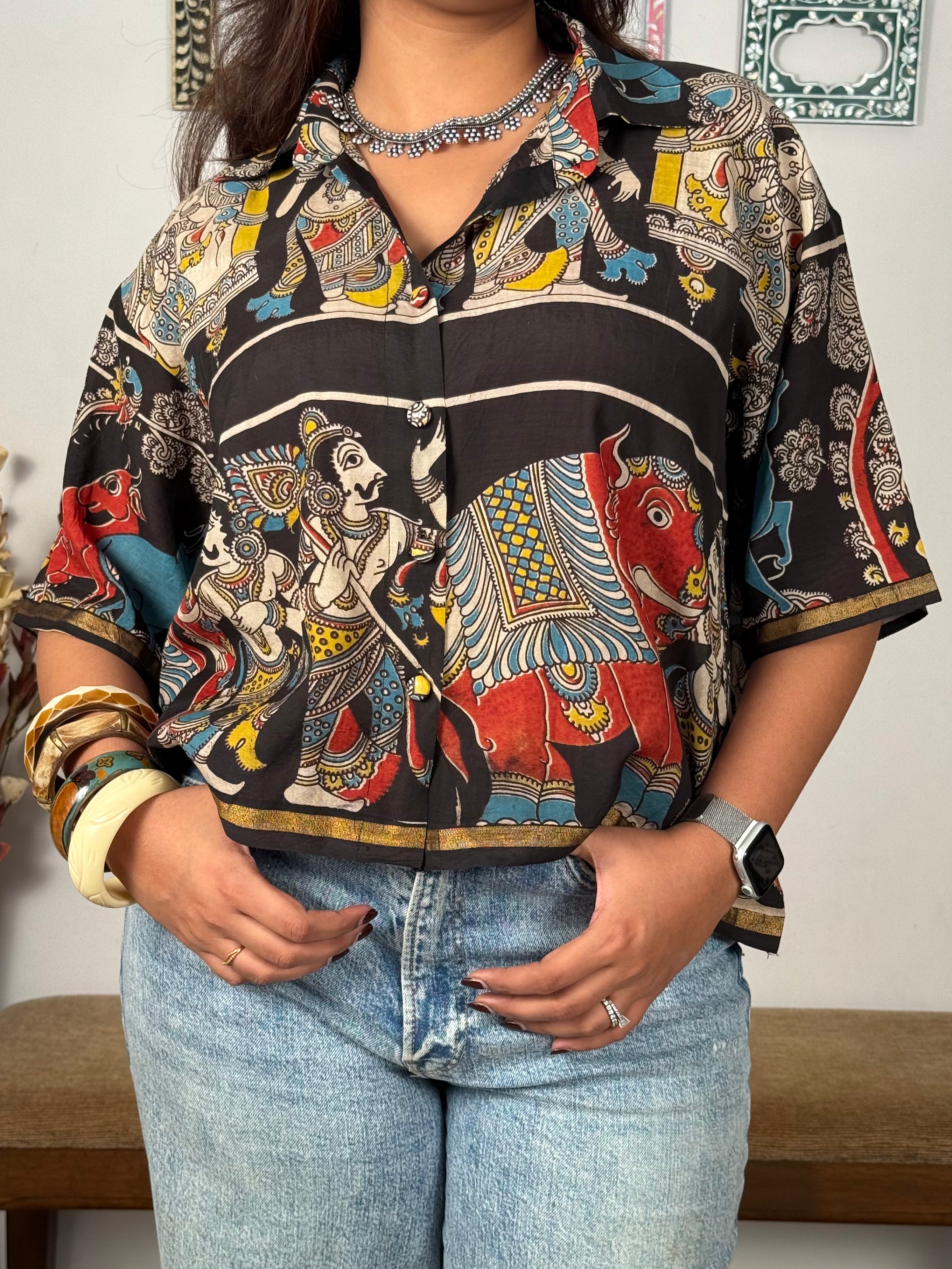 Kalamkari chanderi silk shirt - 3