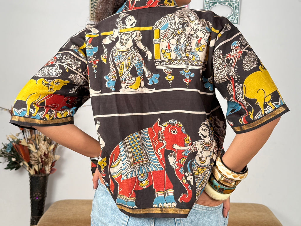 Kalamkari chanderi silk shirt - 3