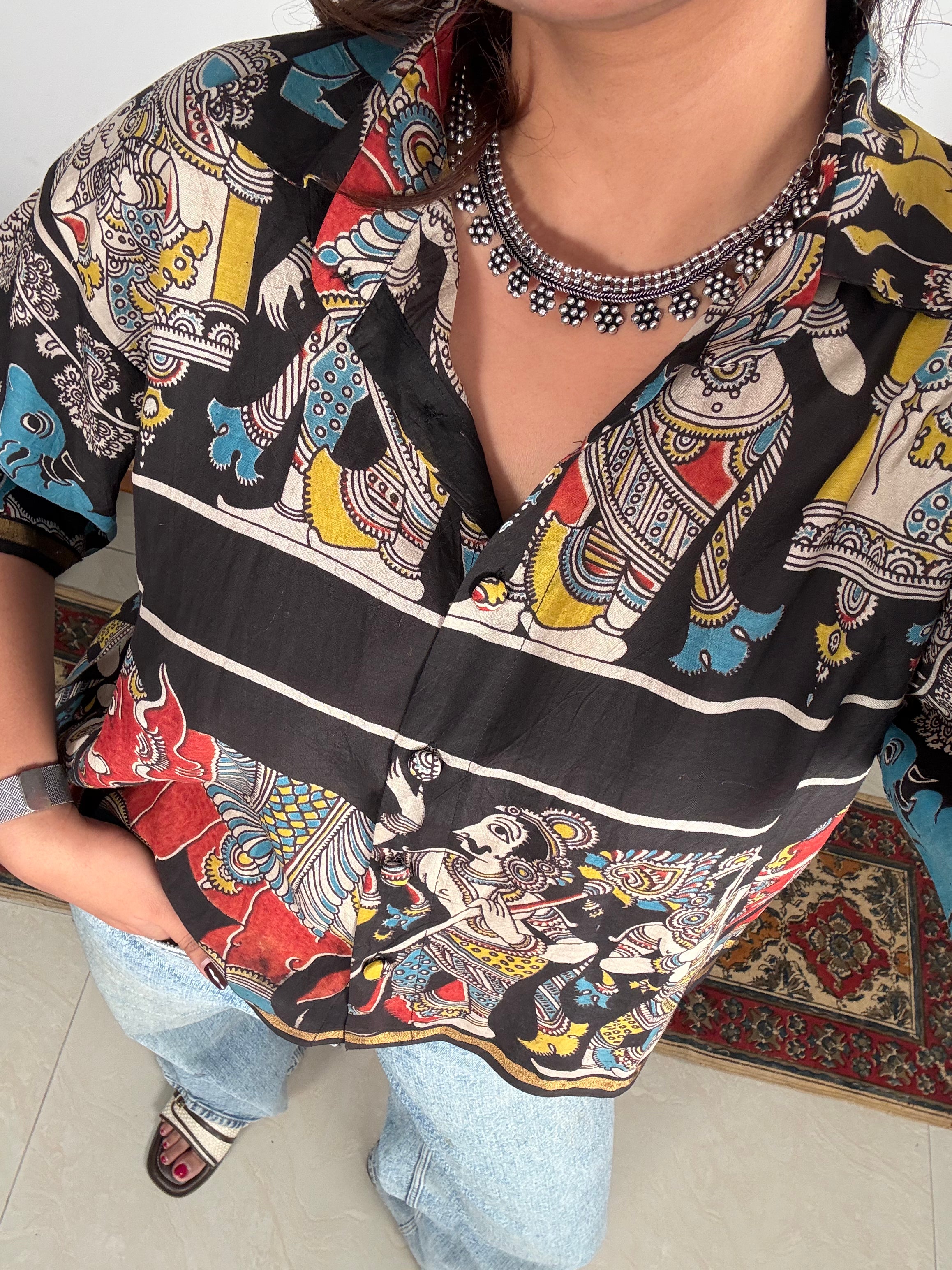 Kalamkari chanderi silk shirt - 3