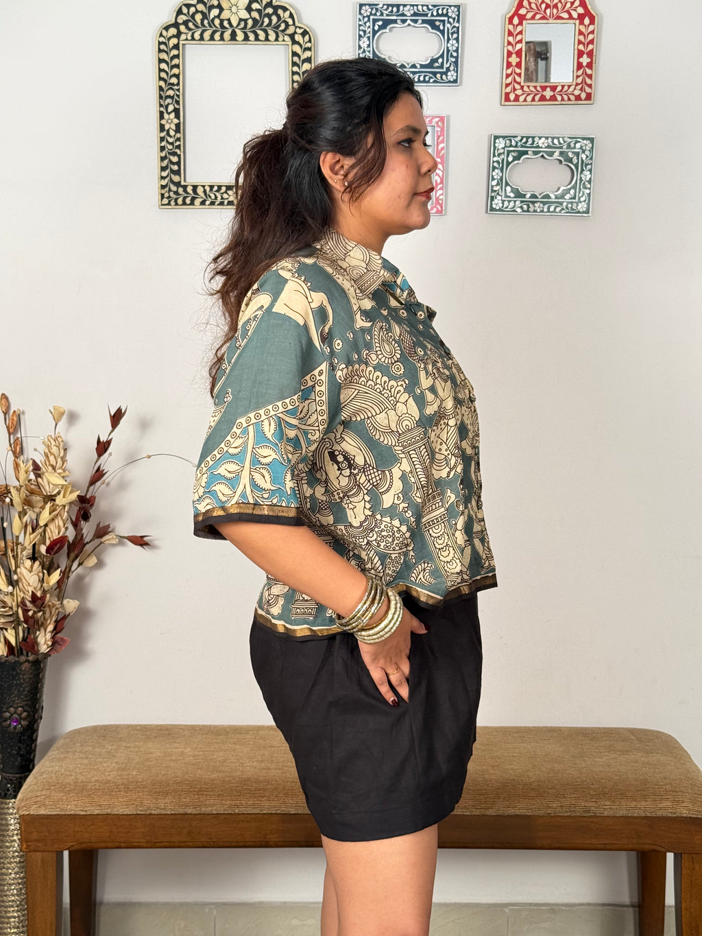 Kalamkari chanderi silk shirt - 4