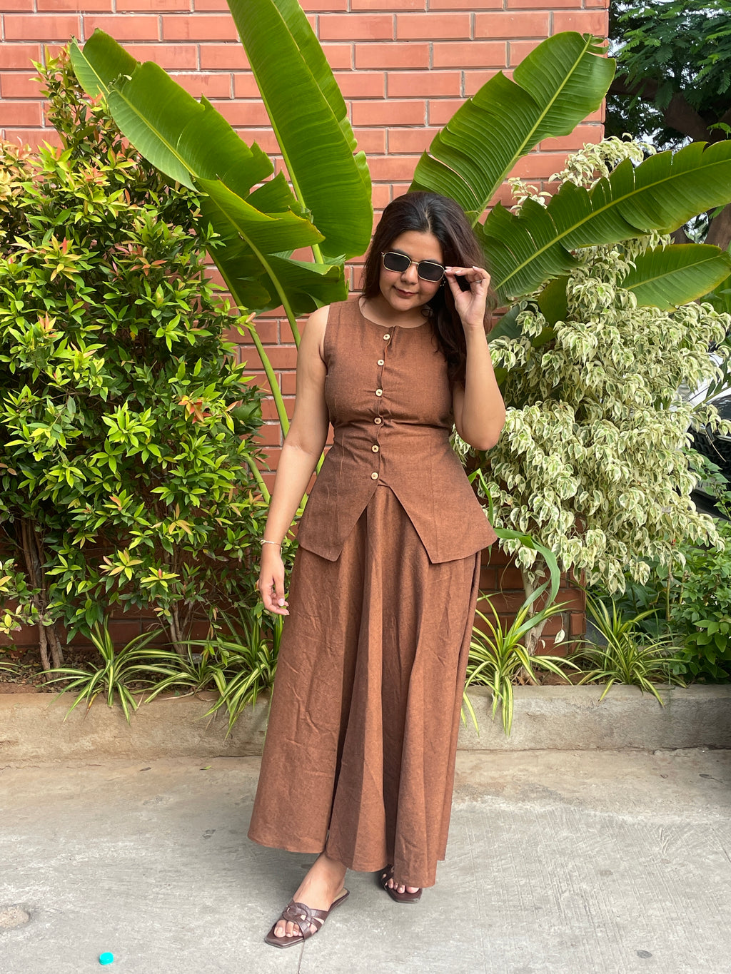 Mocha muse co-ord set with waistcoat and skirt