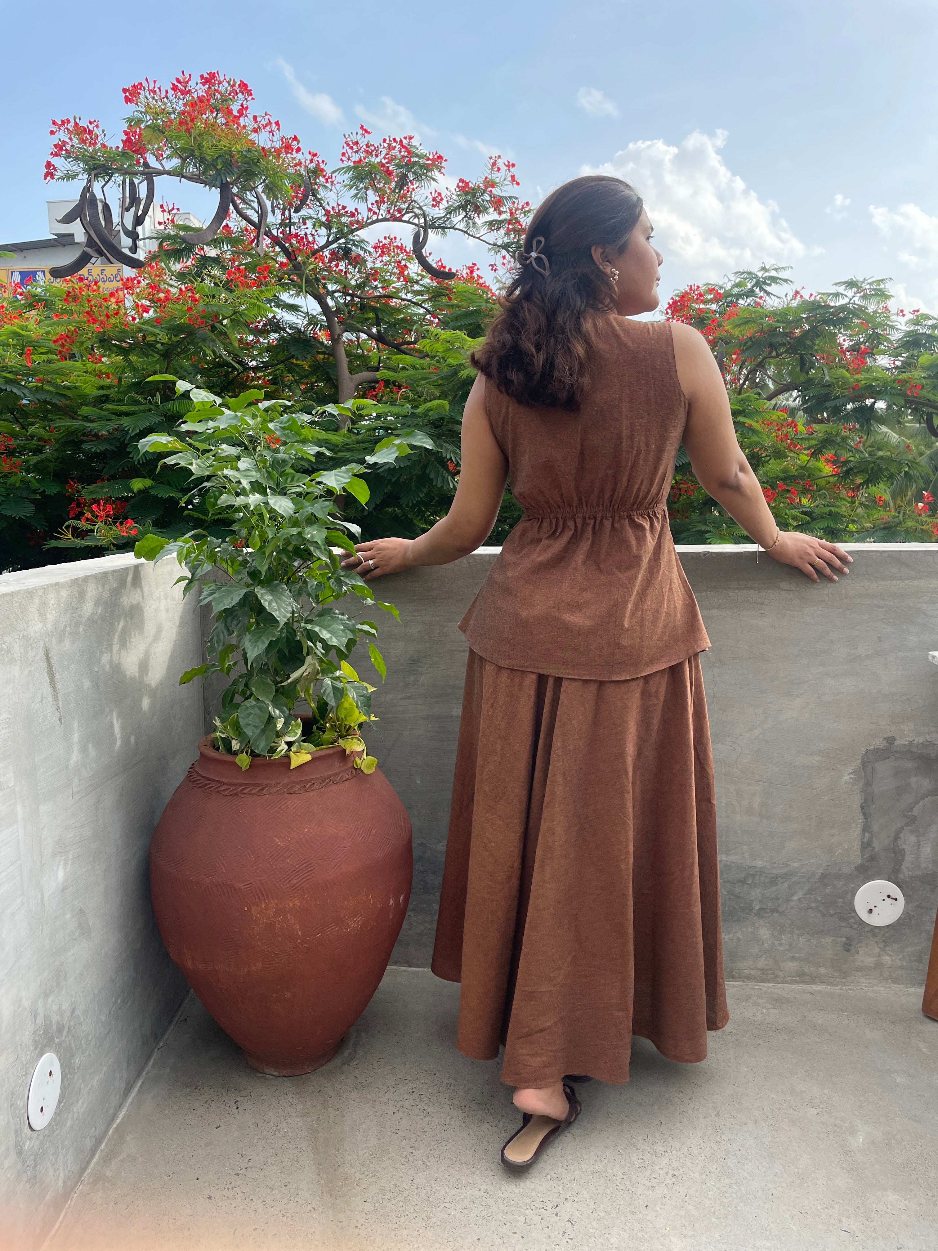 Mocha muse co-ord set with waistcoat and skirt