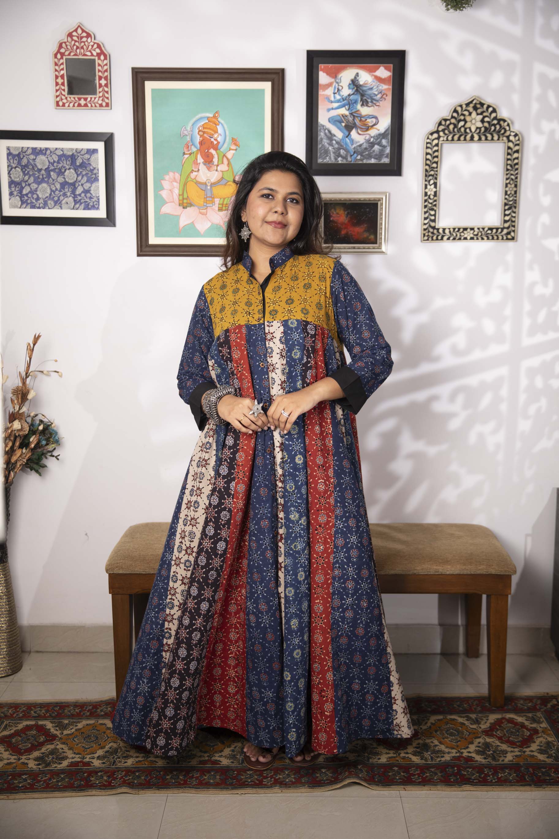 Banjaaran jacket dress - handblock ajrakh jacket
