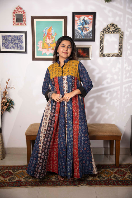Banjaaran jacket dress - handblock ajrakh jacket