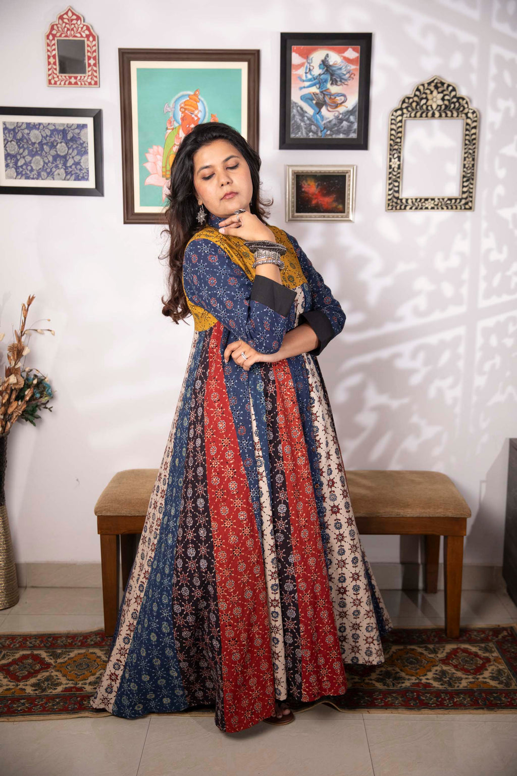 Banjaaran jacket dress - handblock ajrakh jacket