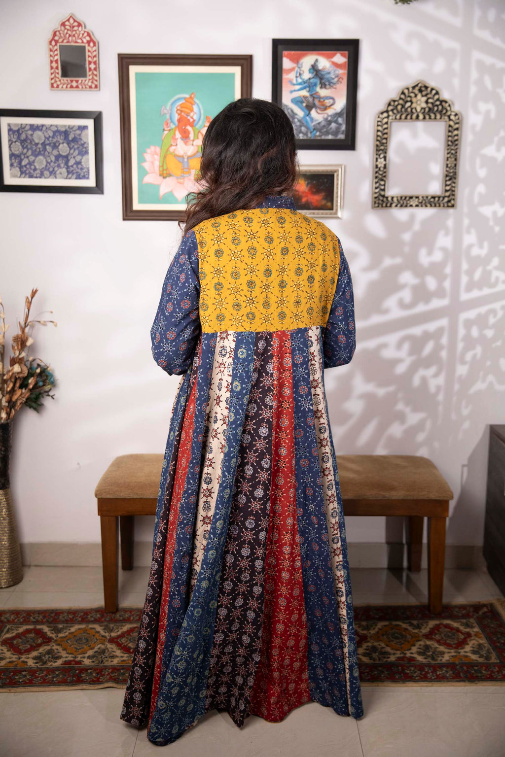 Banjaaran jacket dress - handblock ajrakh jacket