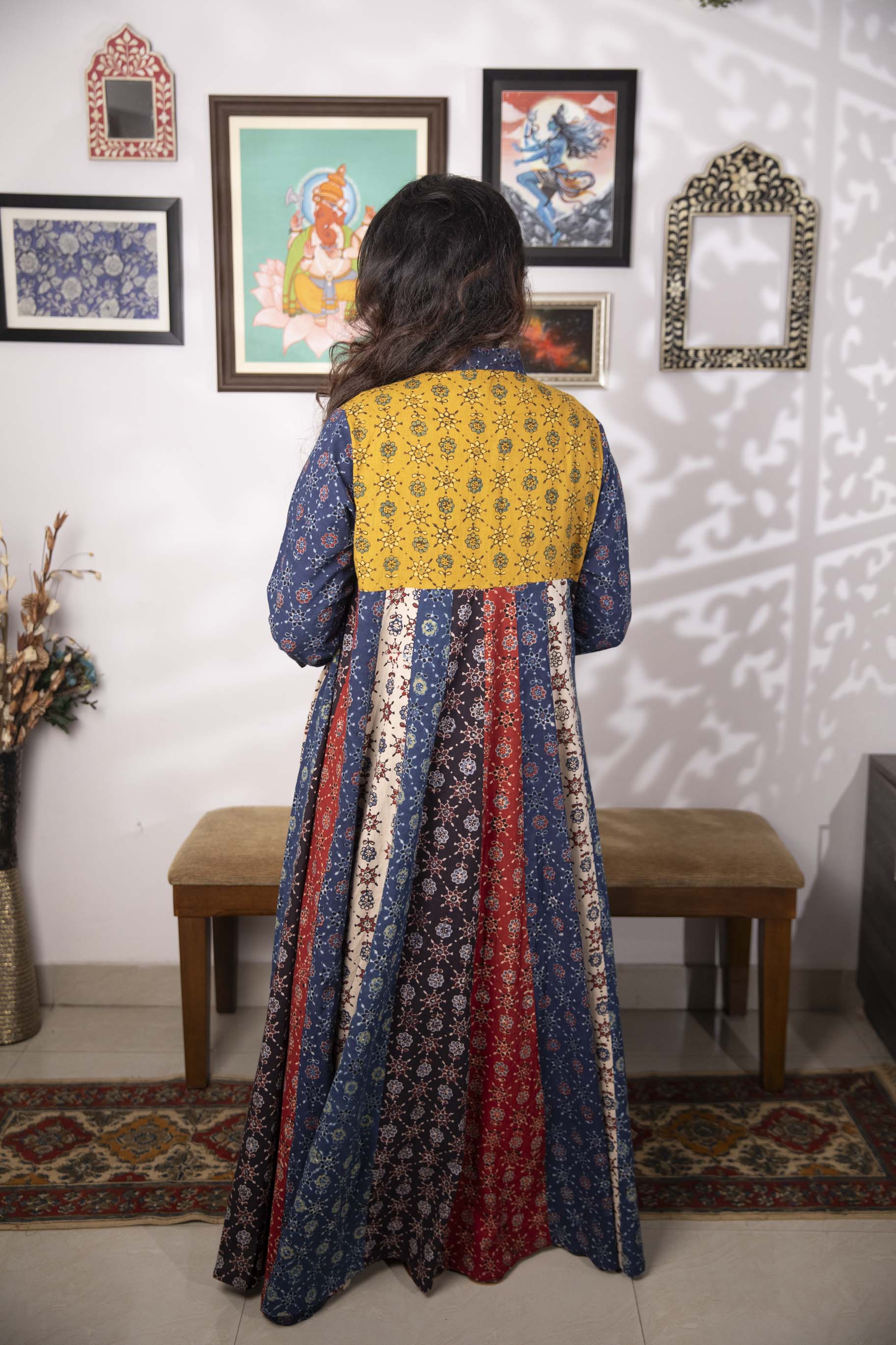 Banjaaran jacket dress - handblock ajrakh jacket