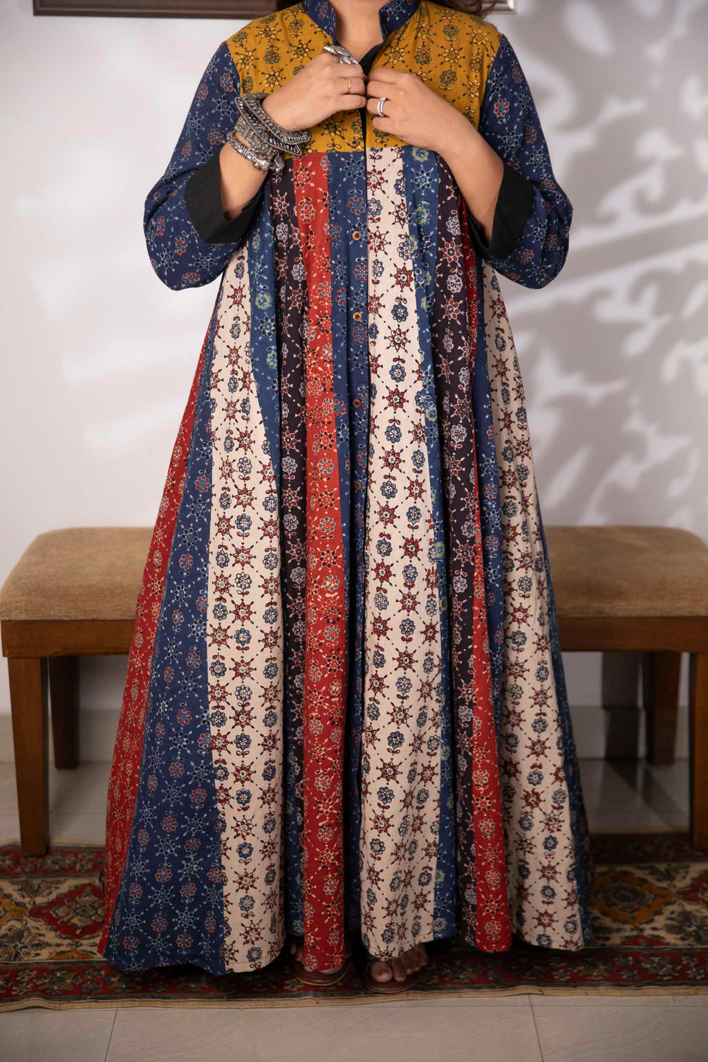 Banjaaran jacket dress - handblock ajrakh jacket