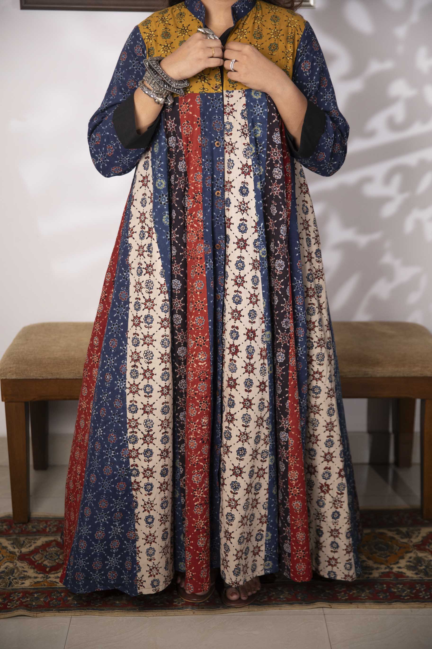 Banjaaran jacket dress - handblock ajrakh jacket