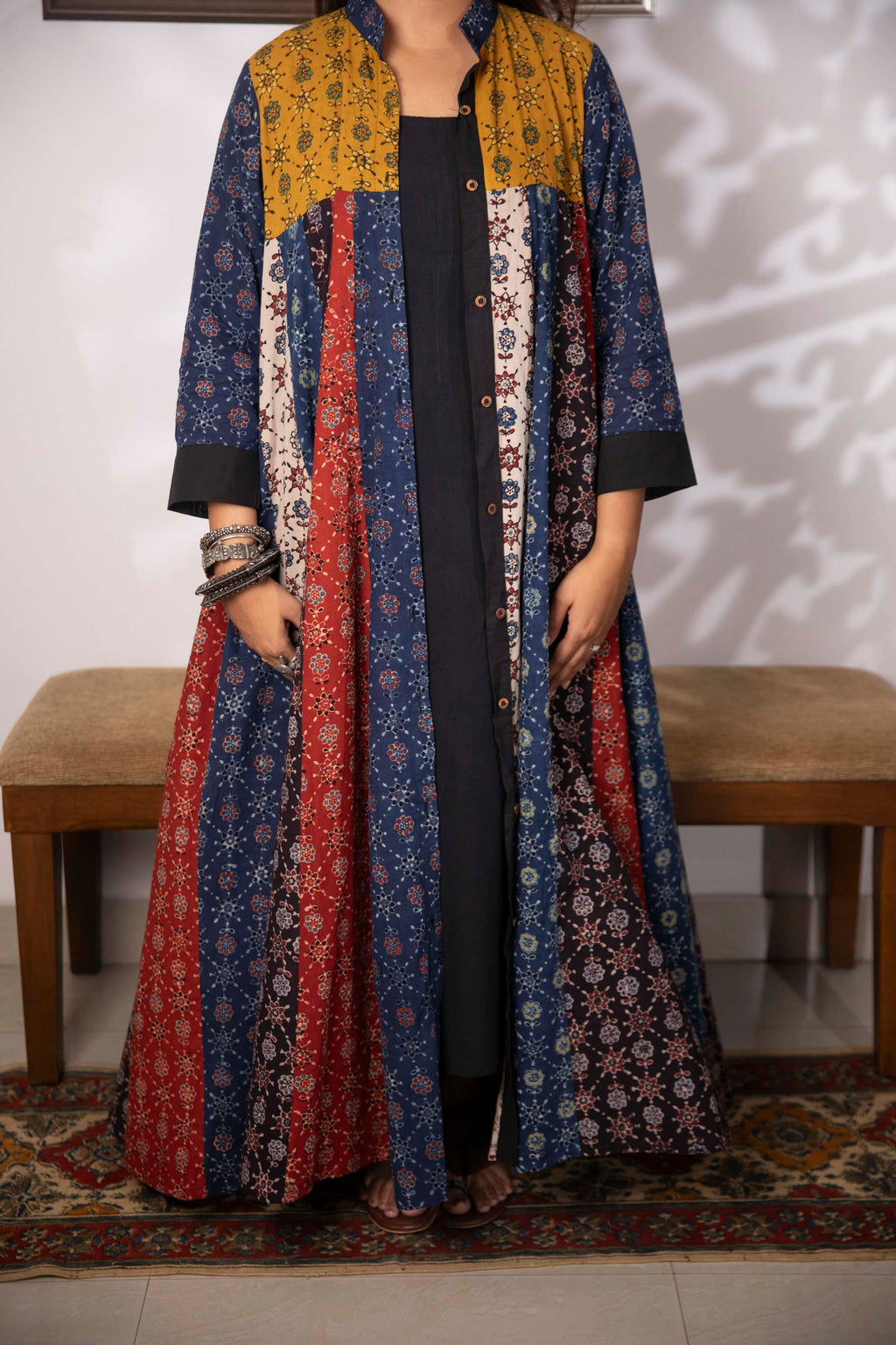 Banjaaran jacket dress - handblock ajrakh jacket