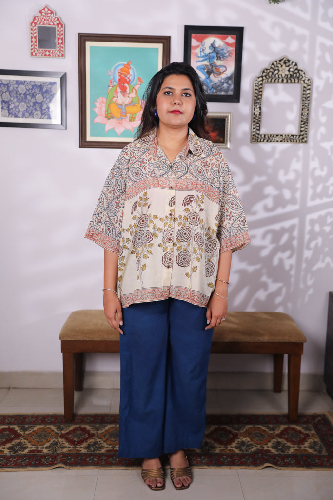 Block printed Kalamkari Bandhini Cotton Shirt -2