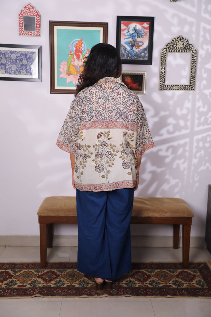 Block printed Kalamkari Bandhini Cotton Shirt -2