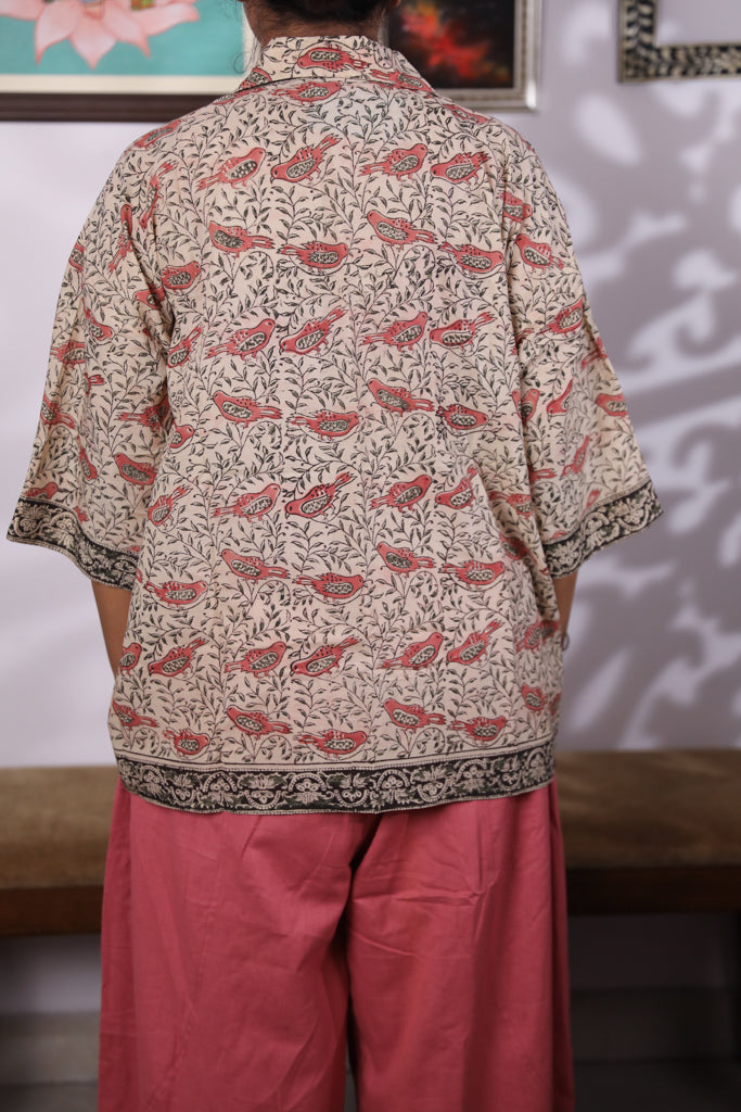 Block printed Kalamkari Bandhini Cotton Shirt -1