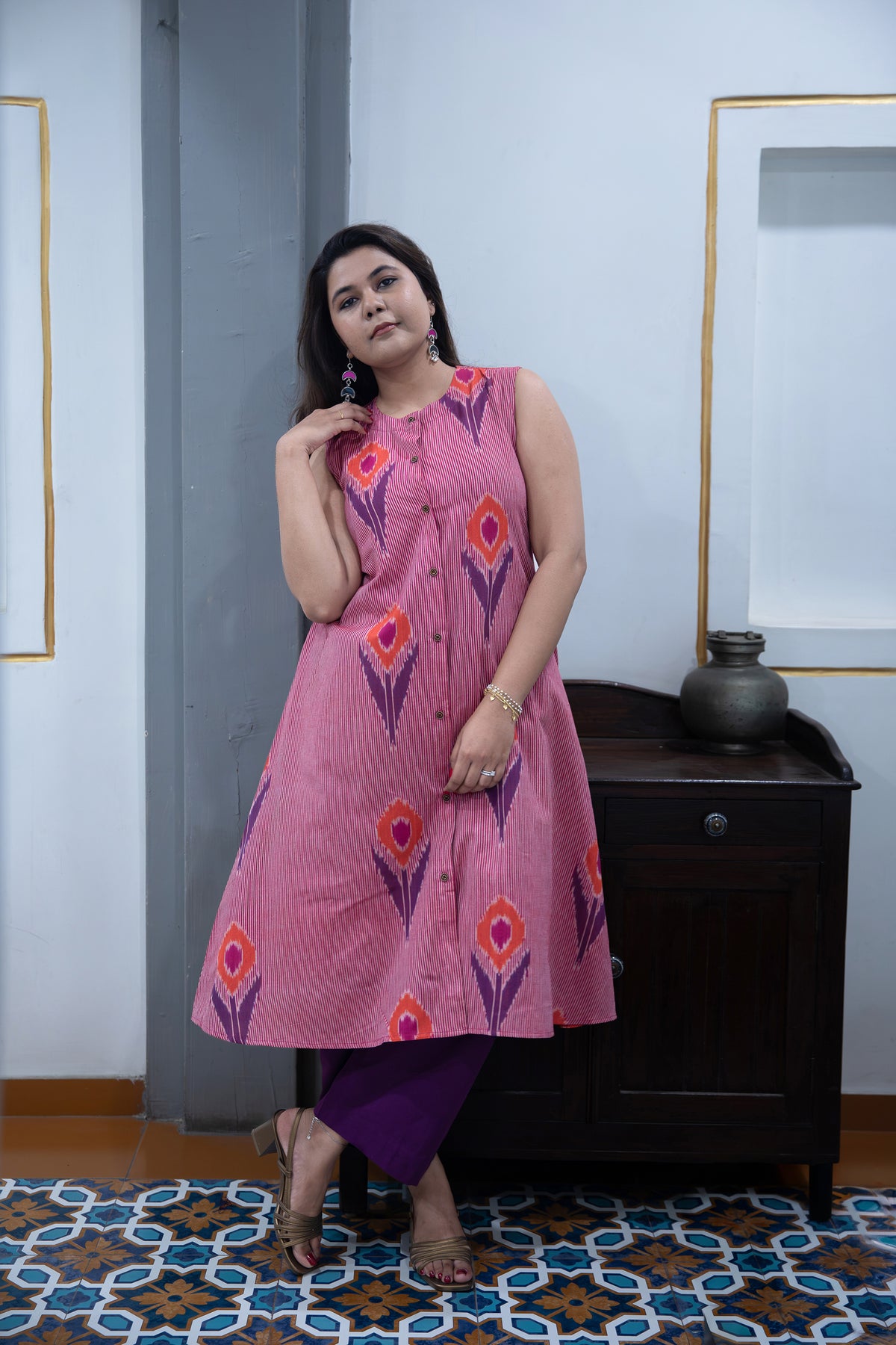 Morni Ikat Motif Kurta Set