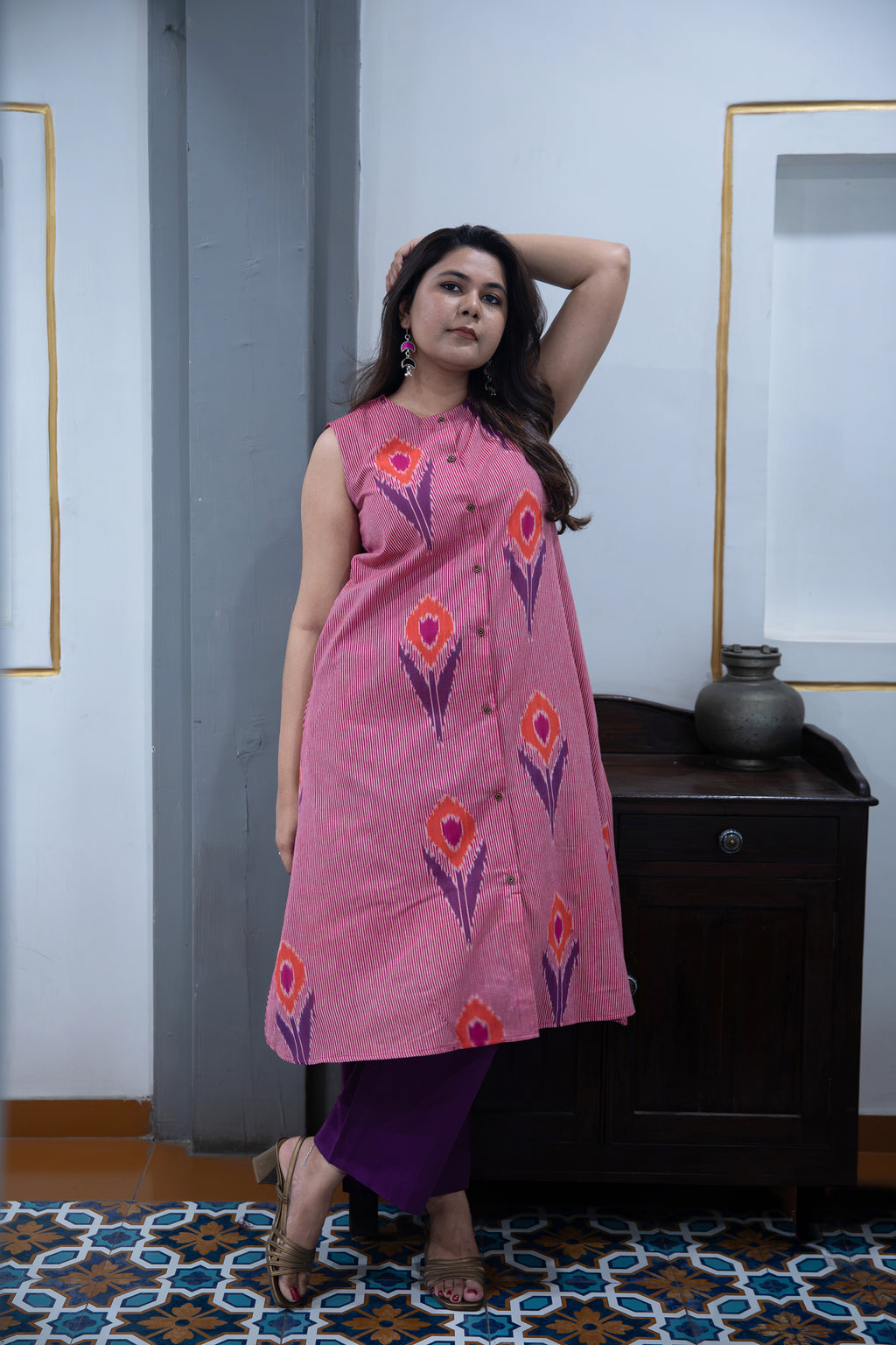Morni Ikat Motif Kurta Set