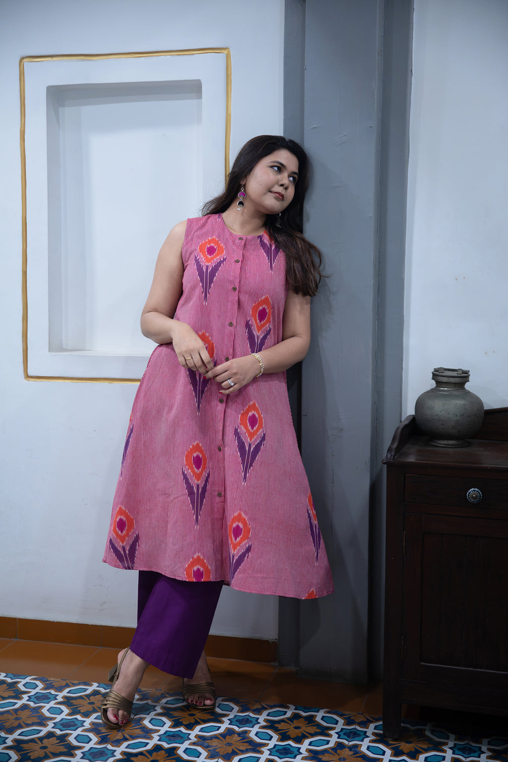 Morni Ikat Motif Kurta Set