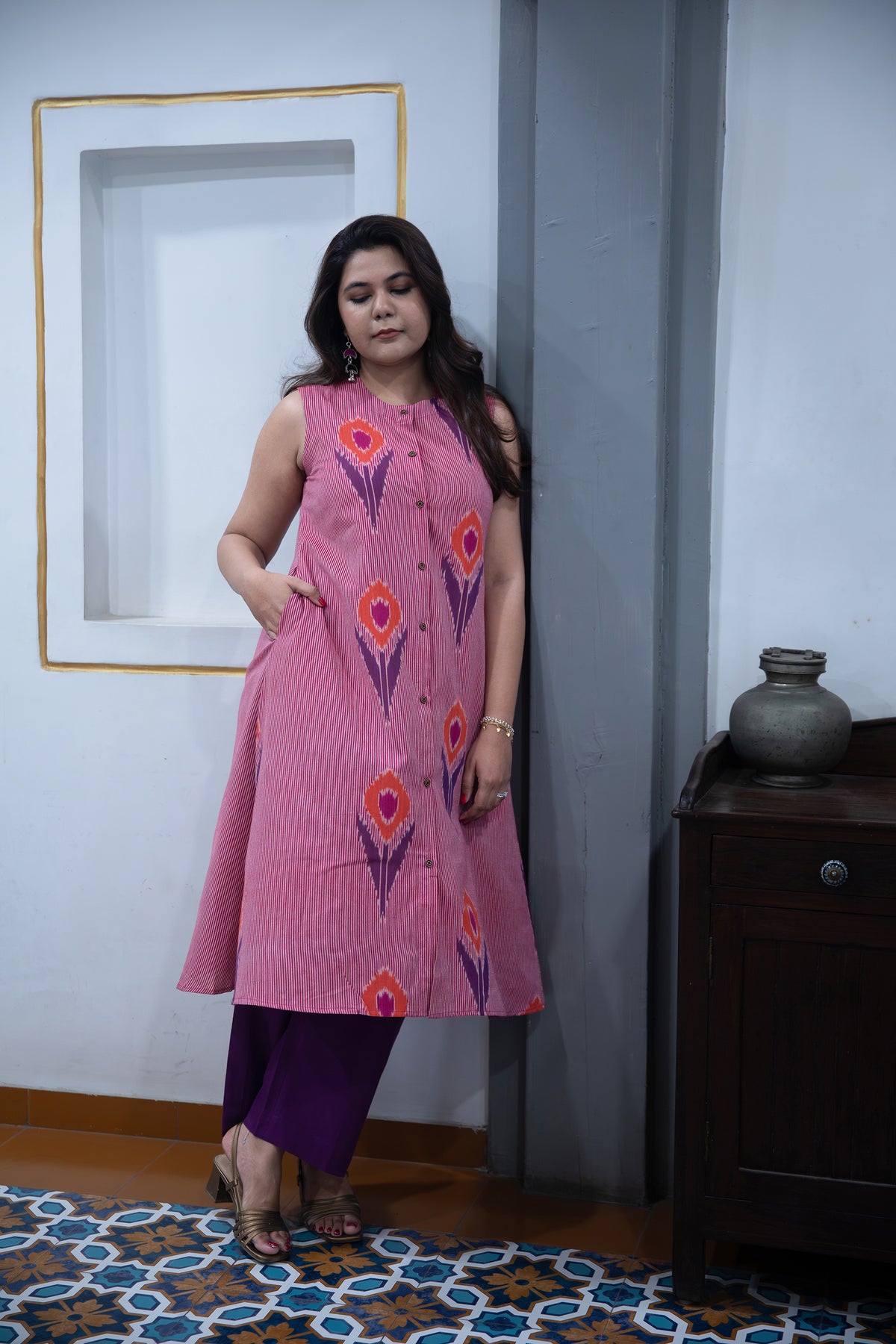 Morni Ikat Motif Kurta Set
