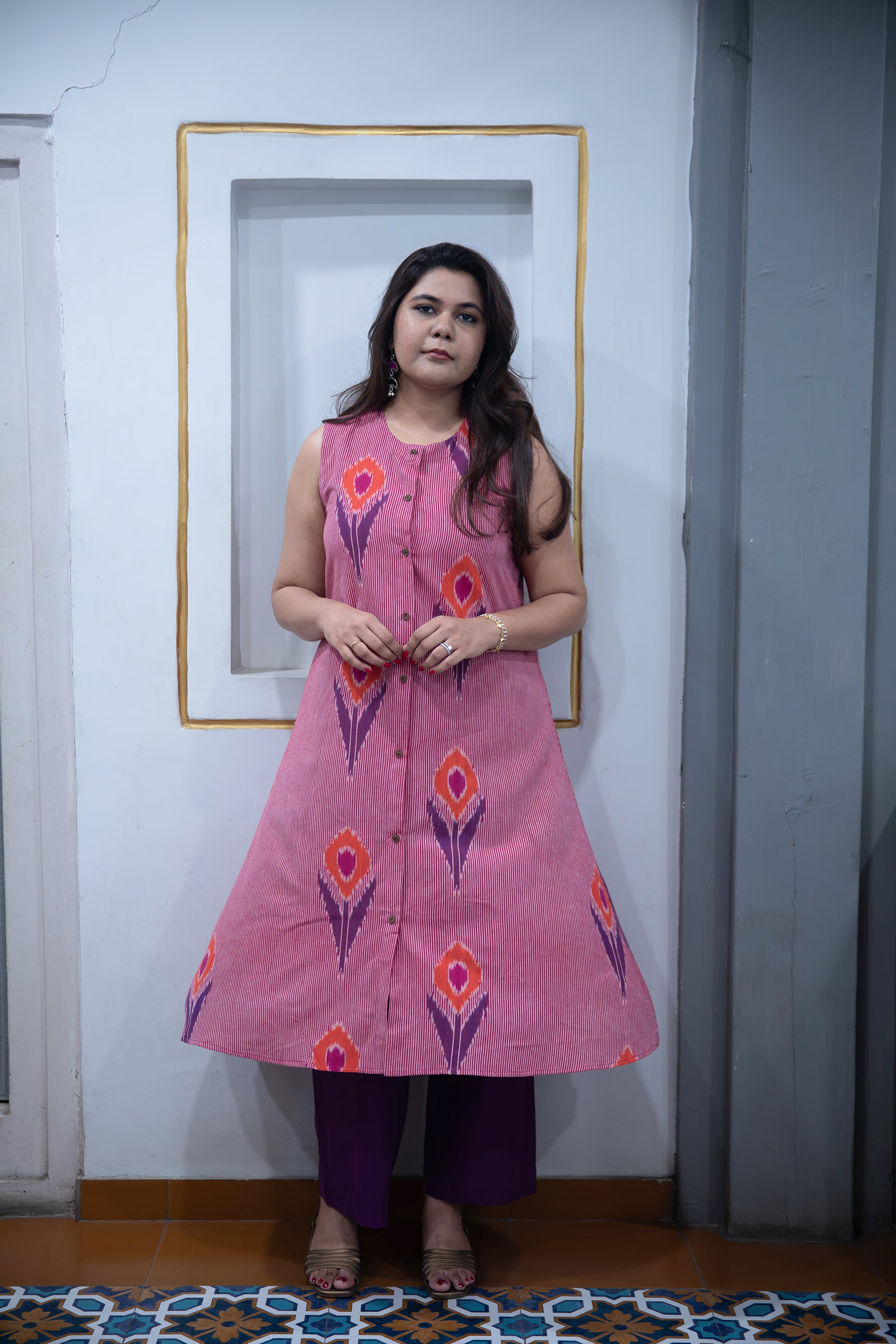 Morni Ikat Motif Kurta Set