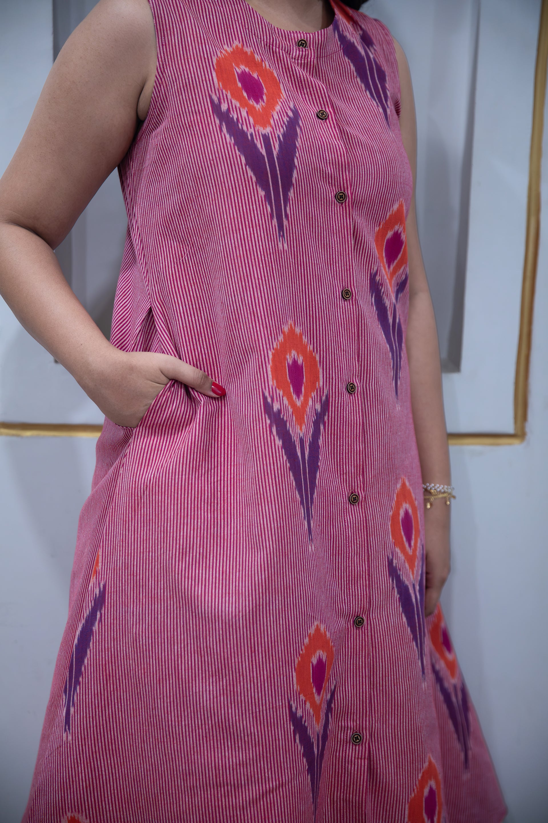 Morni Ikat Motif Kurta Set