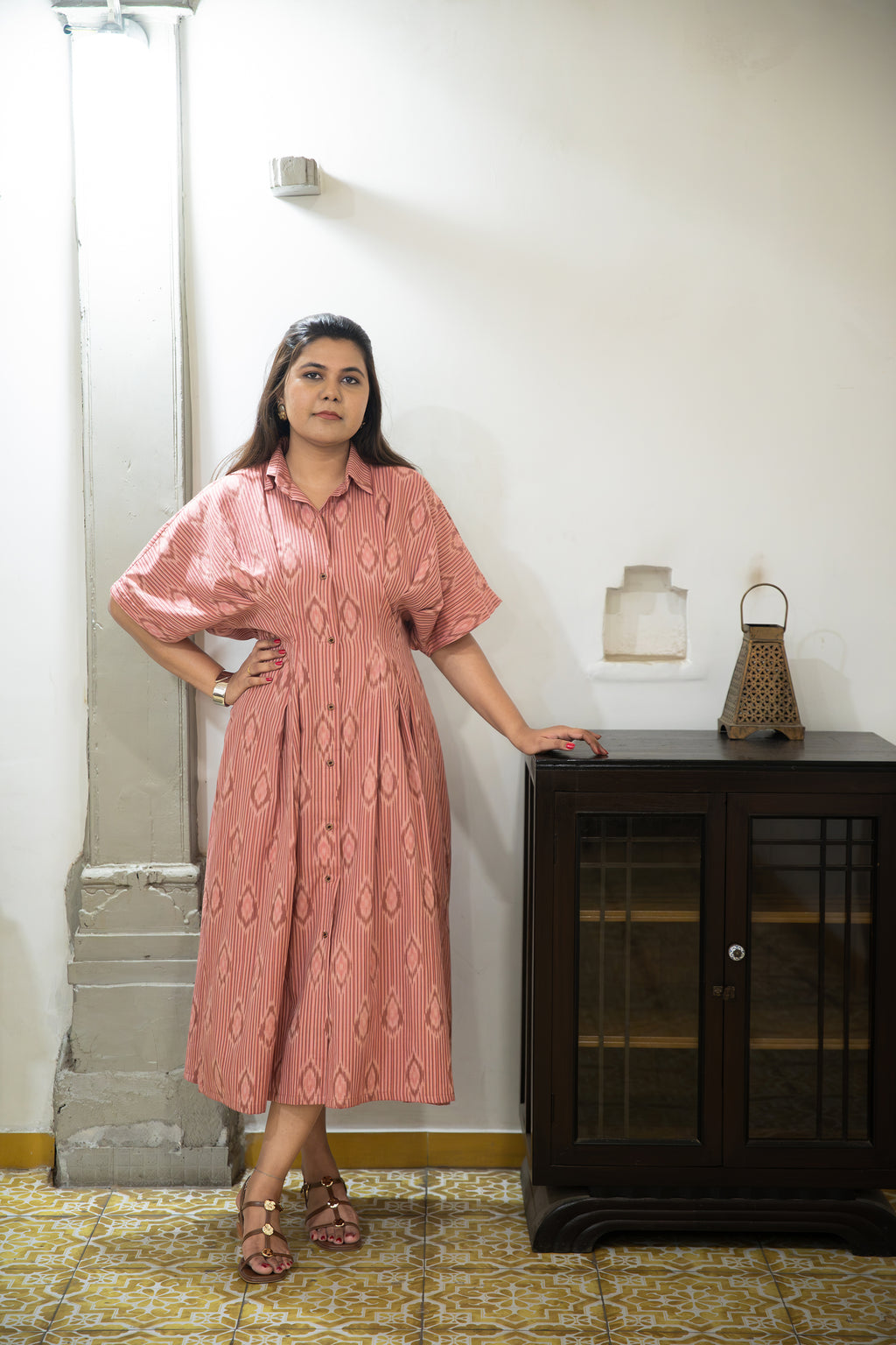 Gul Handloom Ikat Pin-Tuck Dress