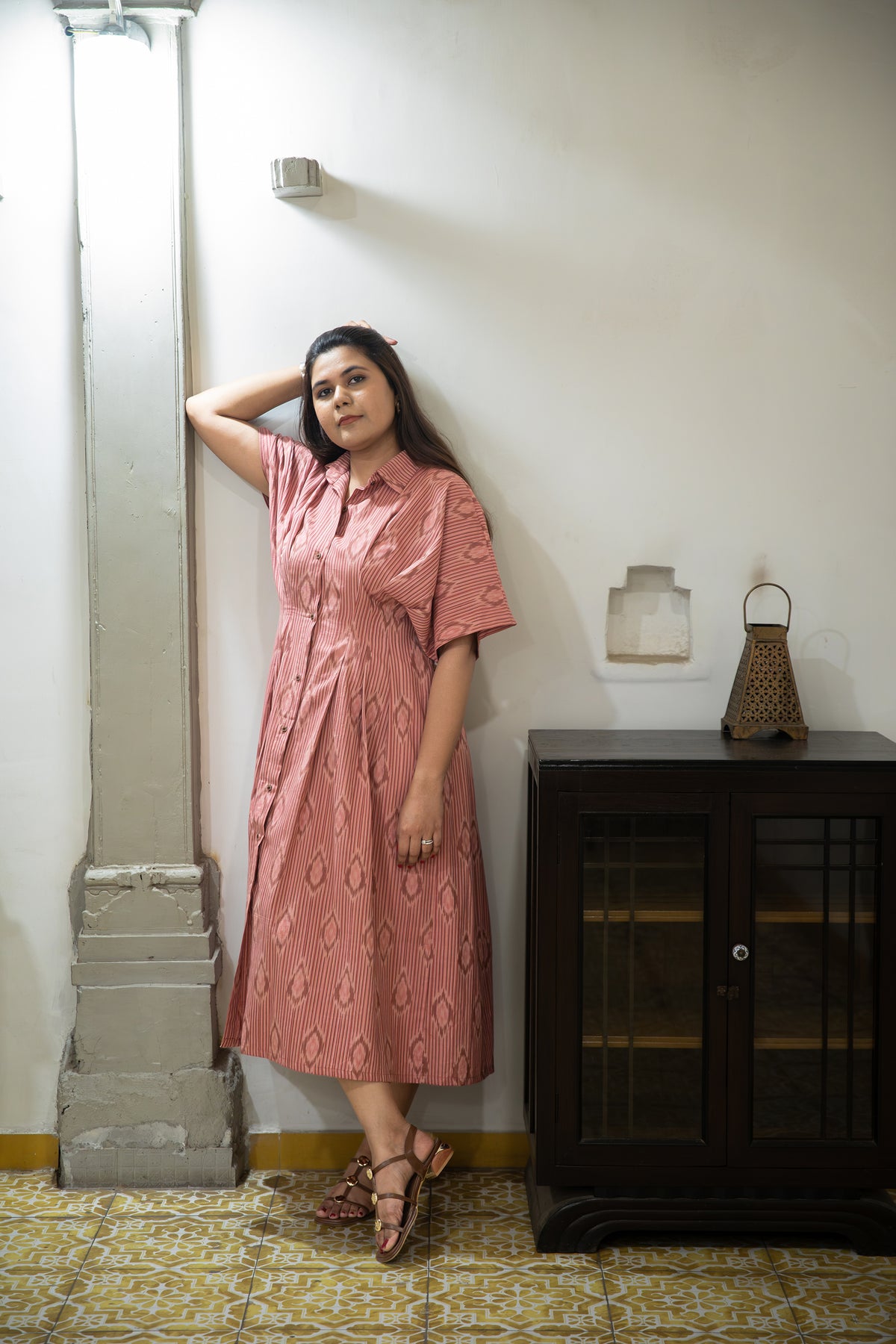 Gul Handloom Ikat Pin-Tuck Dress