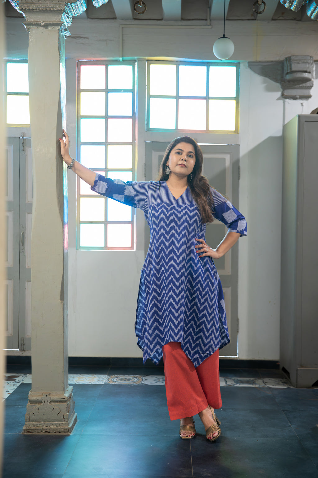 Neel Indigo Handkerchief Kurta Set in Handloom Ikat