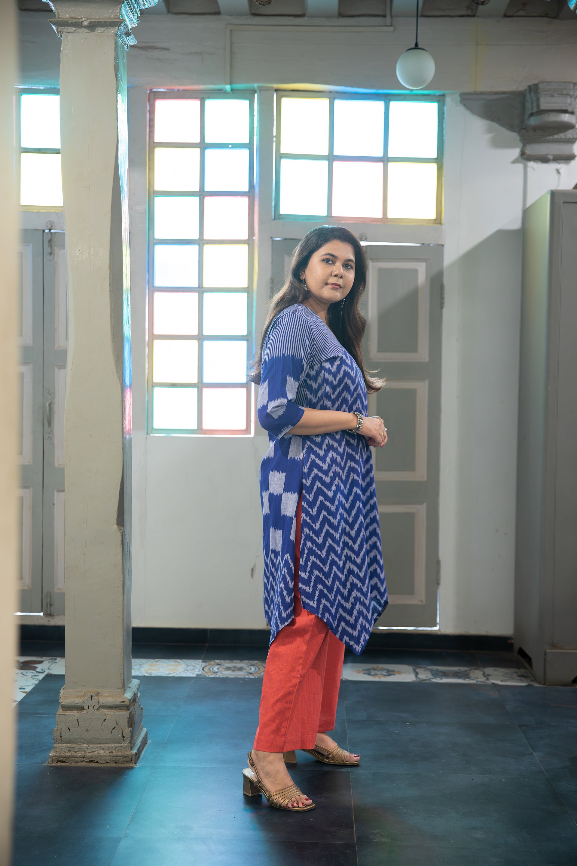 Neel Indigo Handkerchief Kurta Set in Handloom Ikat