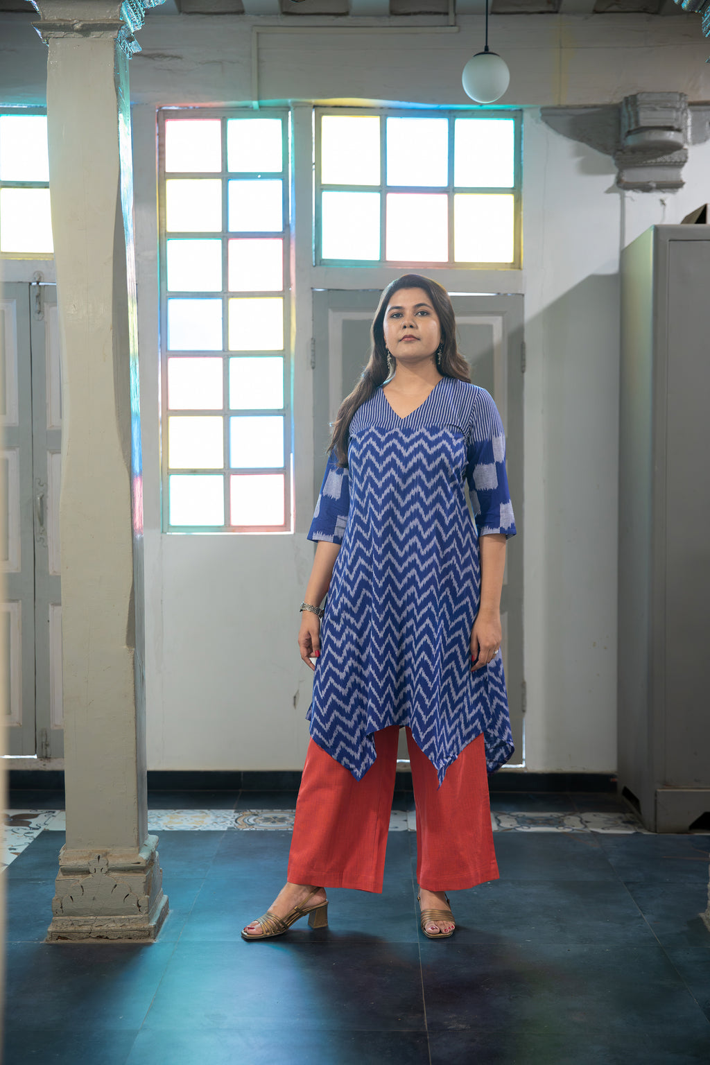 Neel Indigo Handkerchief Kurta Set in Handloom Ikat