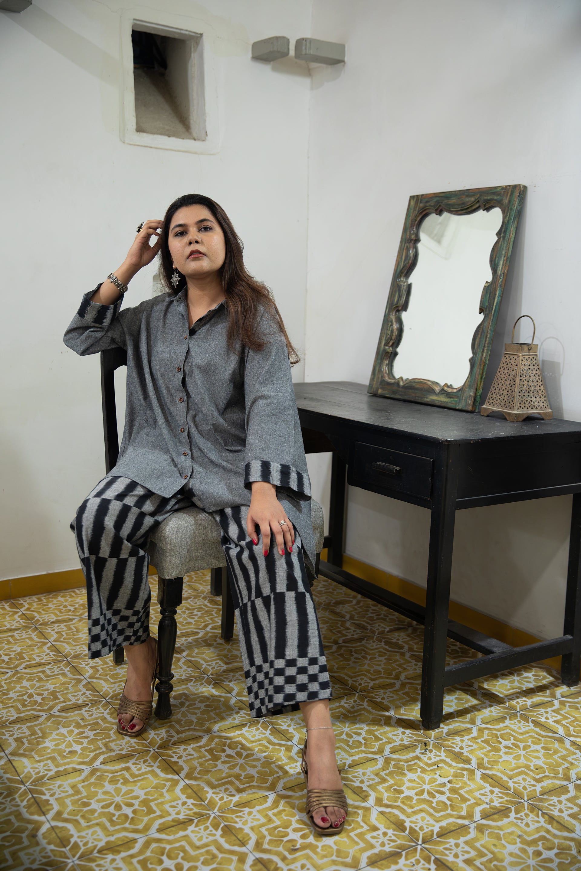 Megh Handloom Cotton & Ikat Co-ord Set