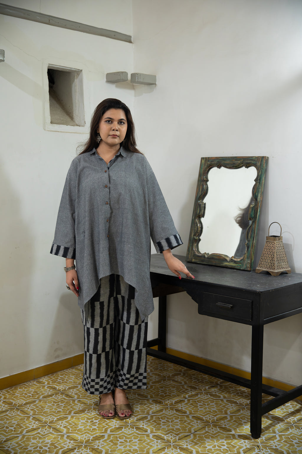 Megh Handloom Cotton & Ikat Co-ord Set