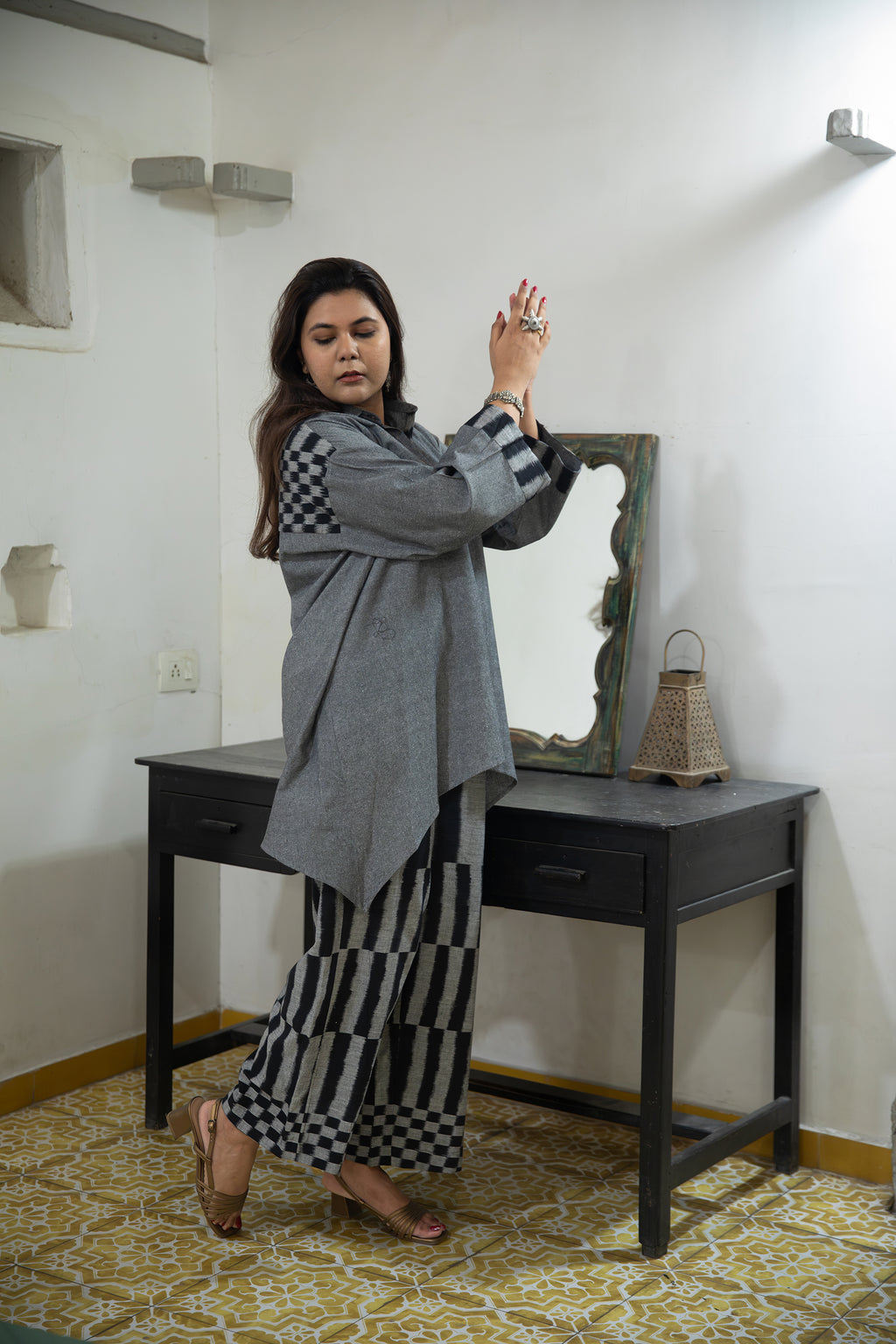 Megh Handloom Cotton & Ikat Co-ord Set
