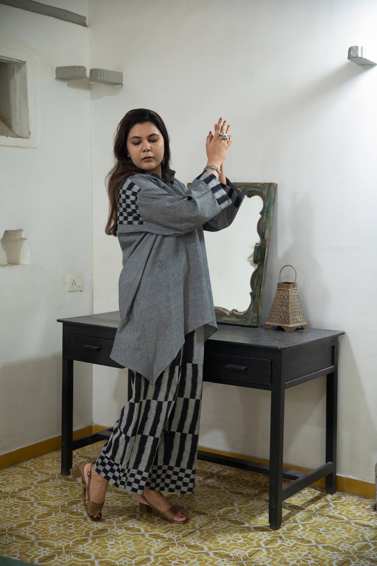 Megh Handloom Cotton & Ikat Co-ord Set