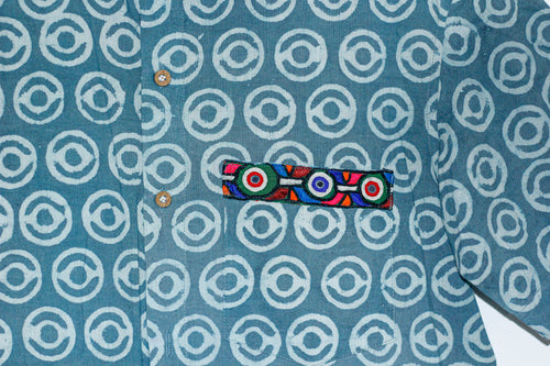 Cotton dabu handblock shirt with embroidery- Size 42