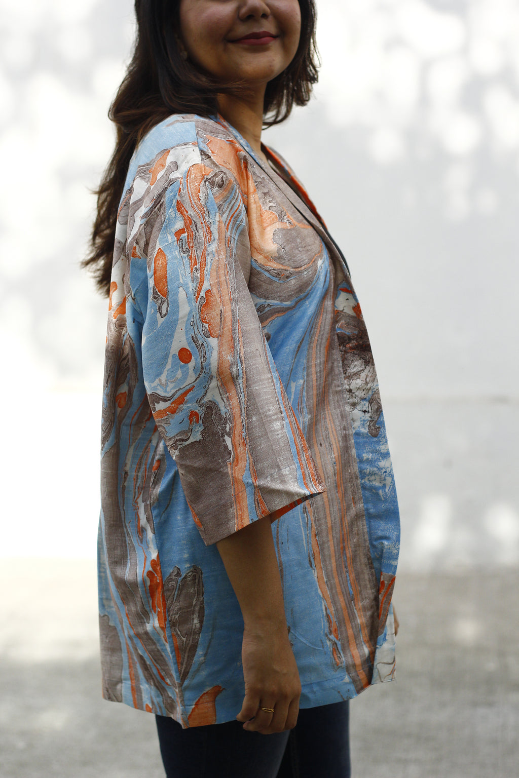 Marble print kimono jacket