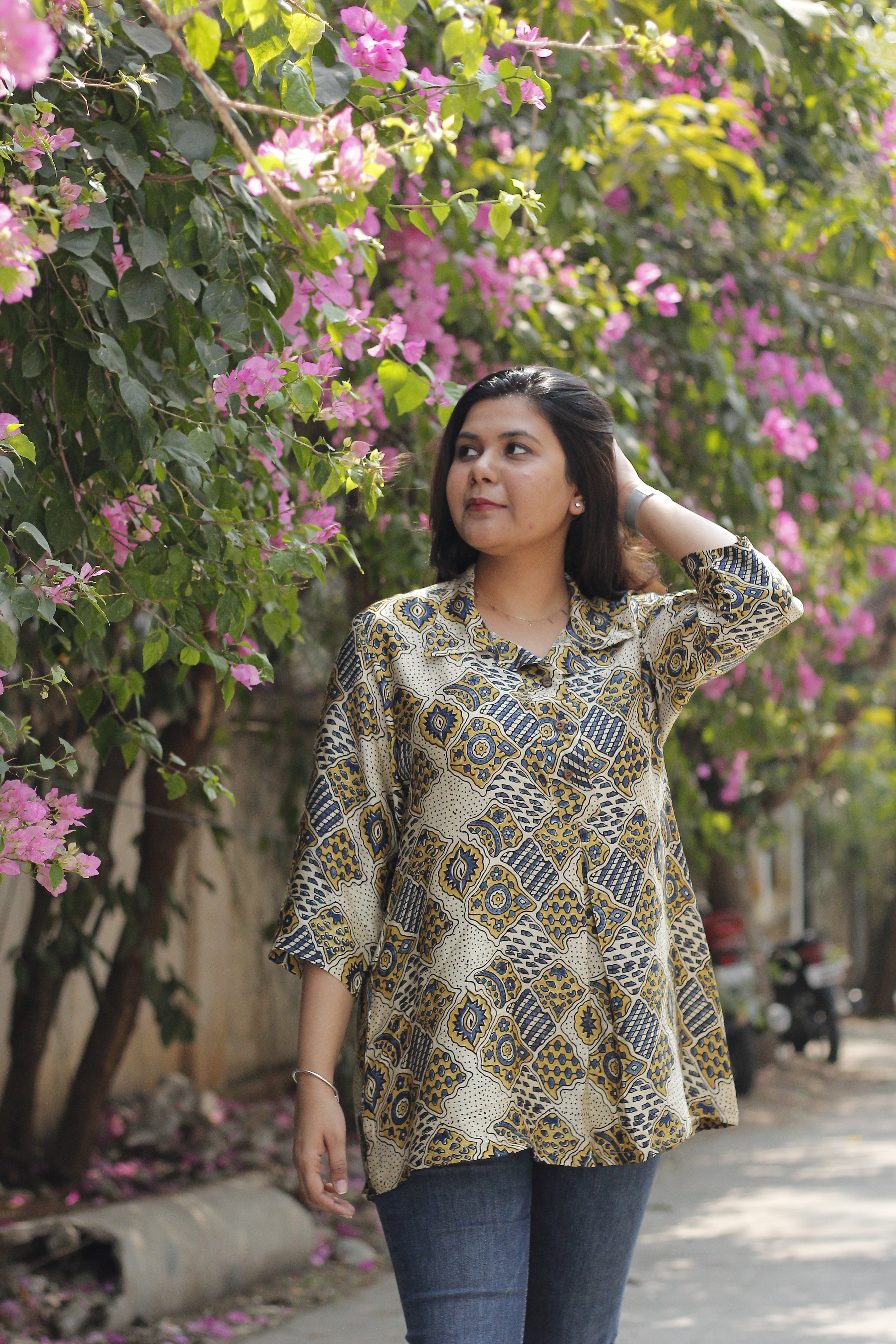 Ajrakh modal silk top