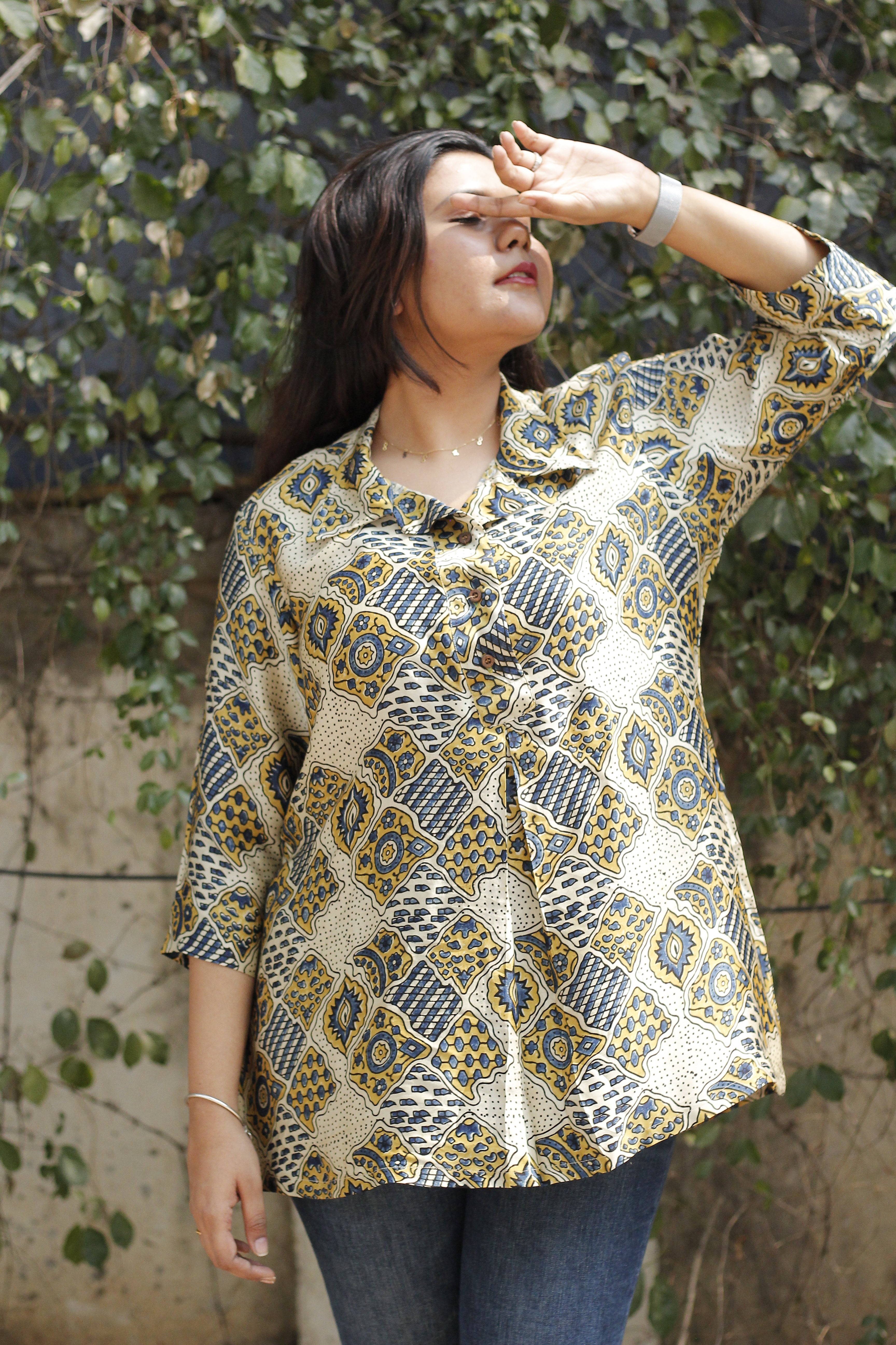 Ajrakh modal silk top