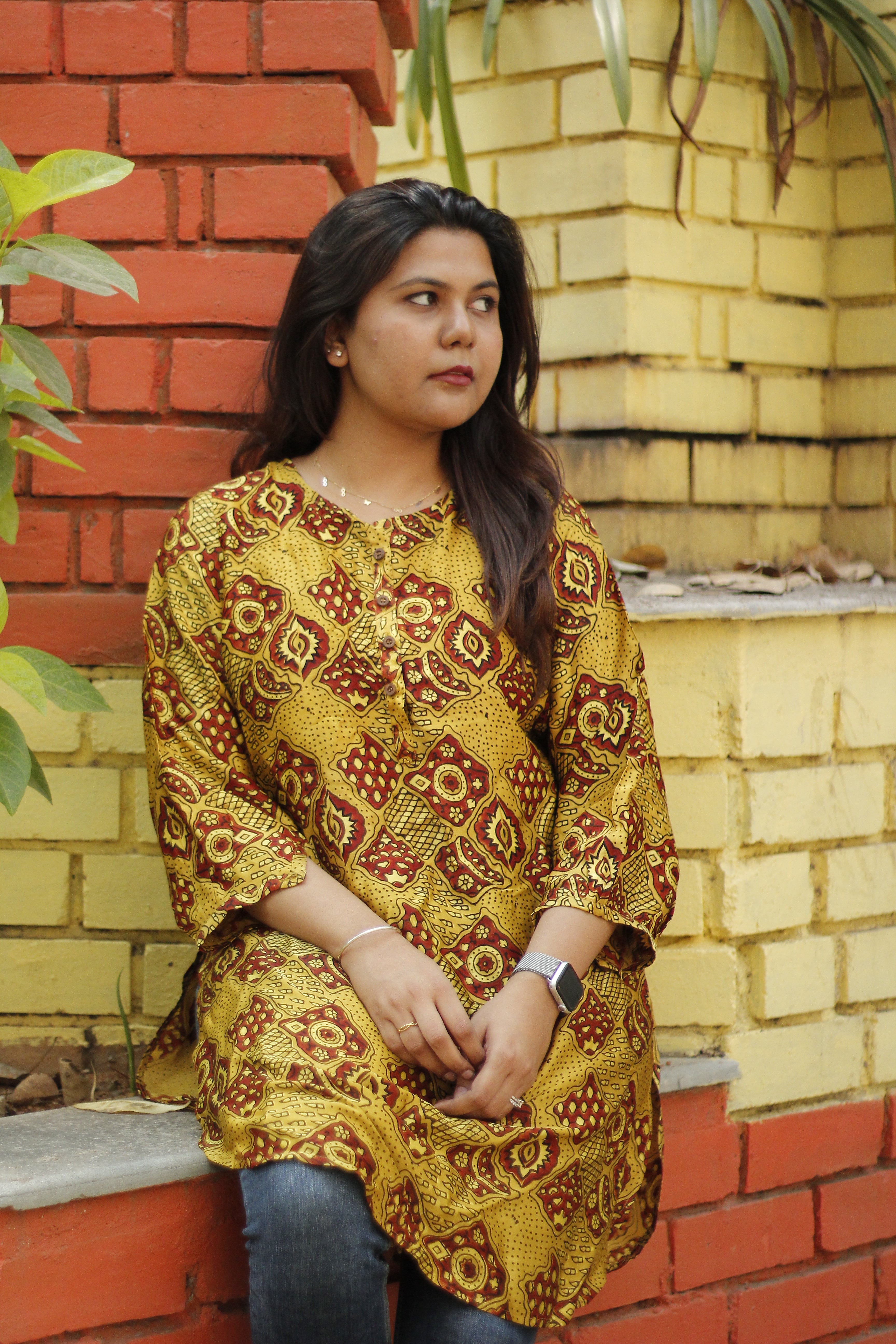 Ajrakh modal silk kurta