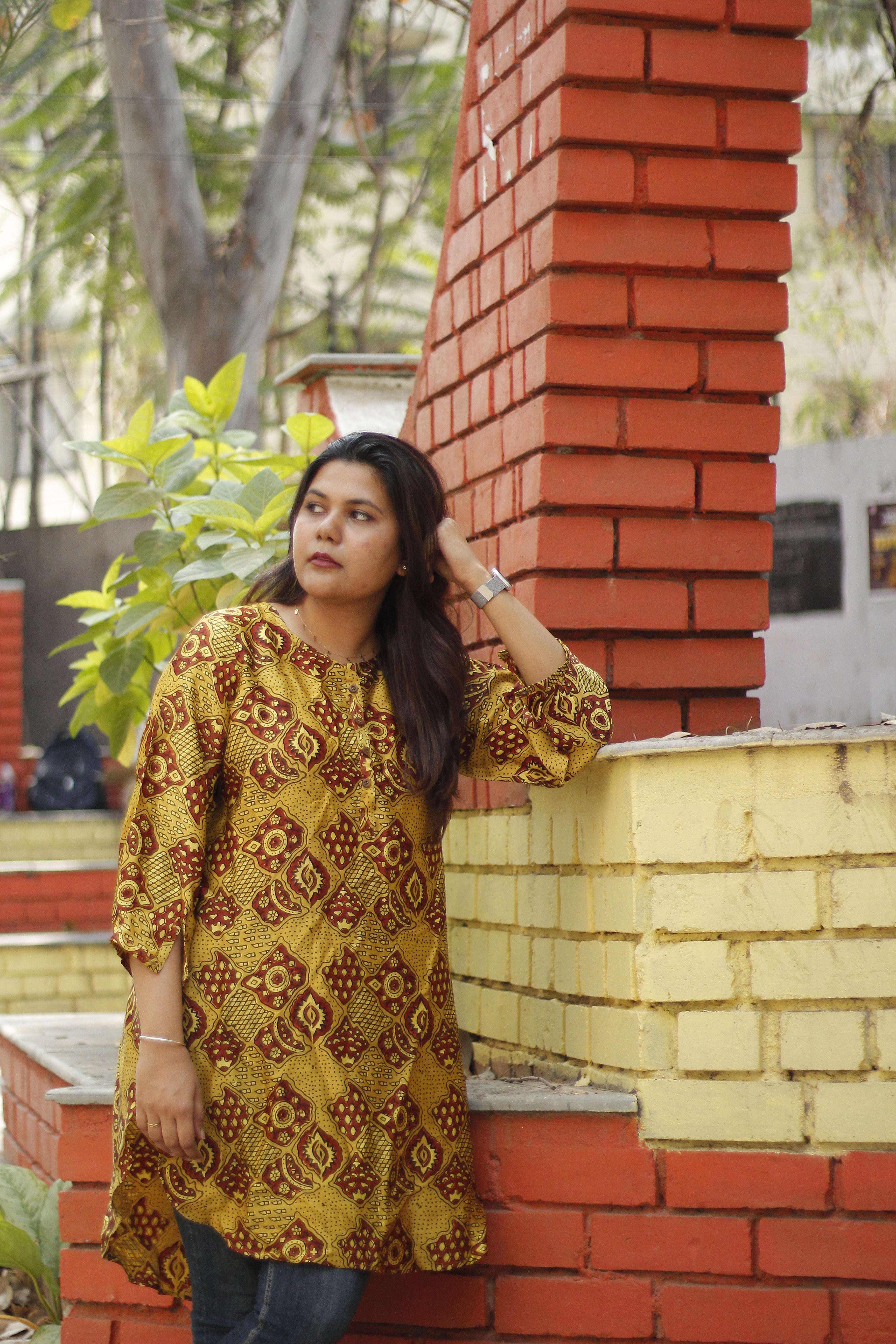 Ajrakh modal silk kurta